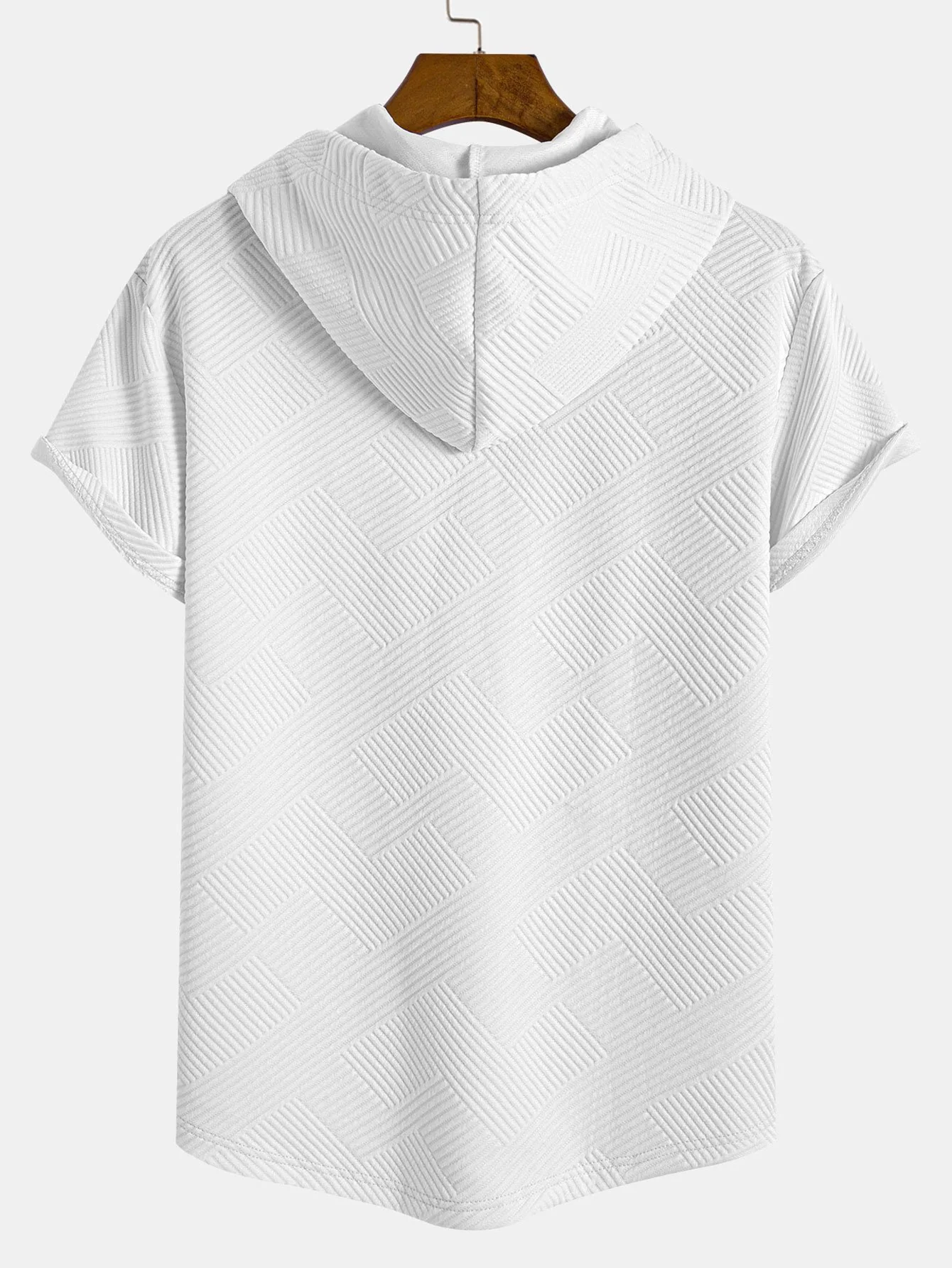 Gestreiftes Jacquard Kapuzen-T-Shirt mit abgerundetem Saum - Image 10