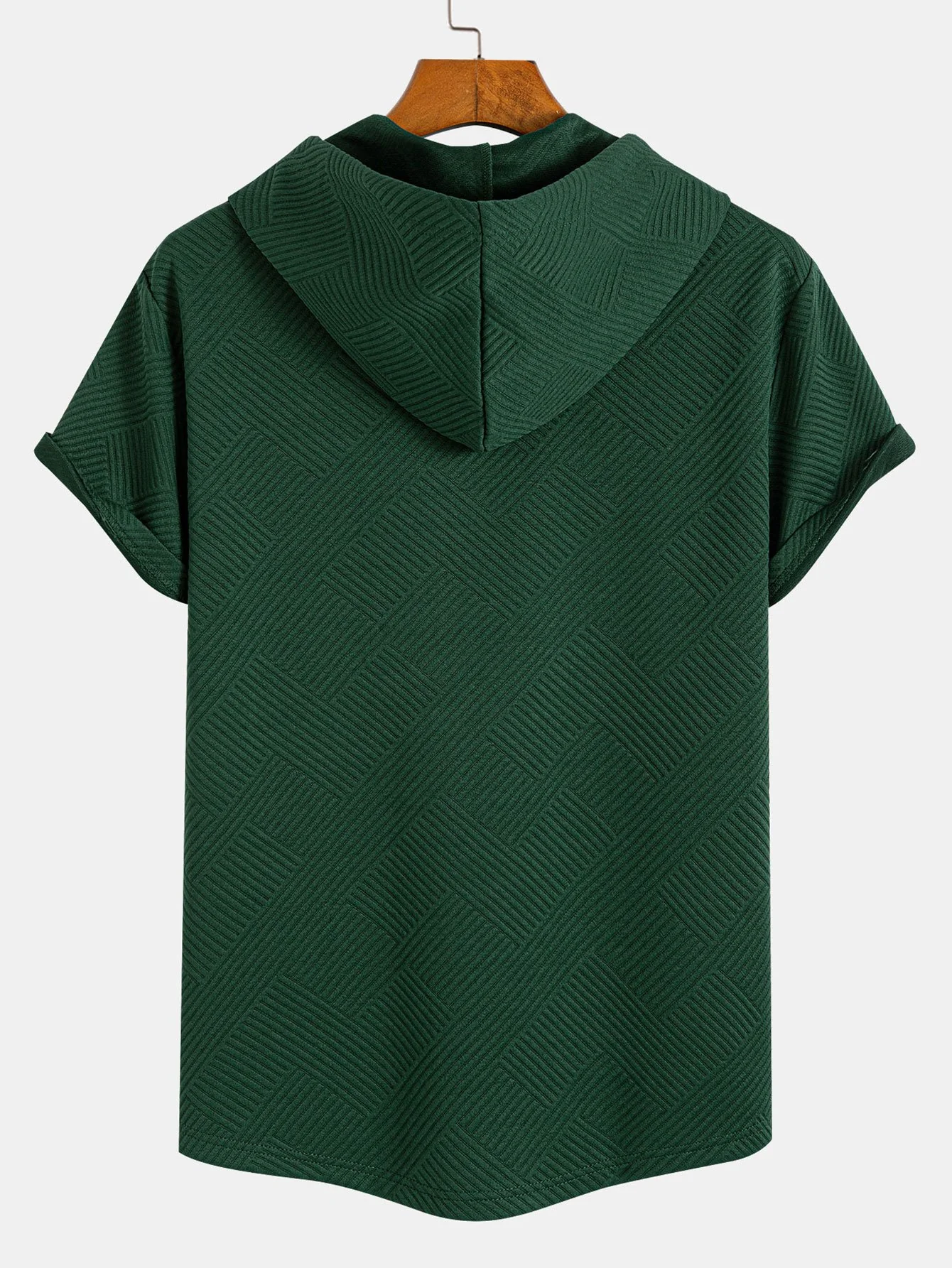 Gestreiftes Jacquard Kapuzen-T-Shirt mit abgerundetem Saum - Image 2