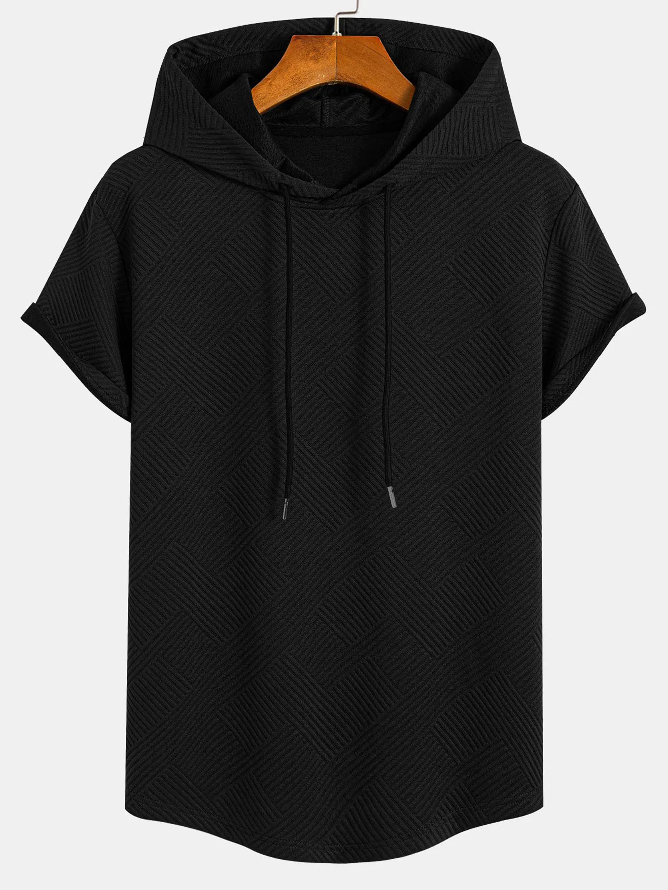 Gestreiftes Jacquard-Kapuzen-T-Shirt & Shorts - Image 8