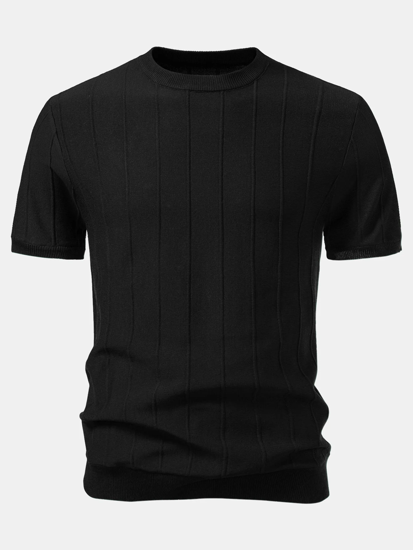 Striped Jacquard Knit T-Shirt - Image 3