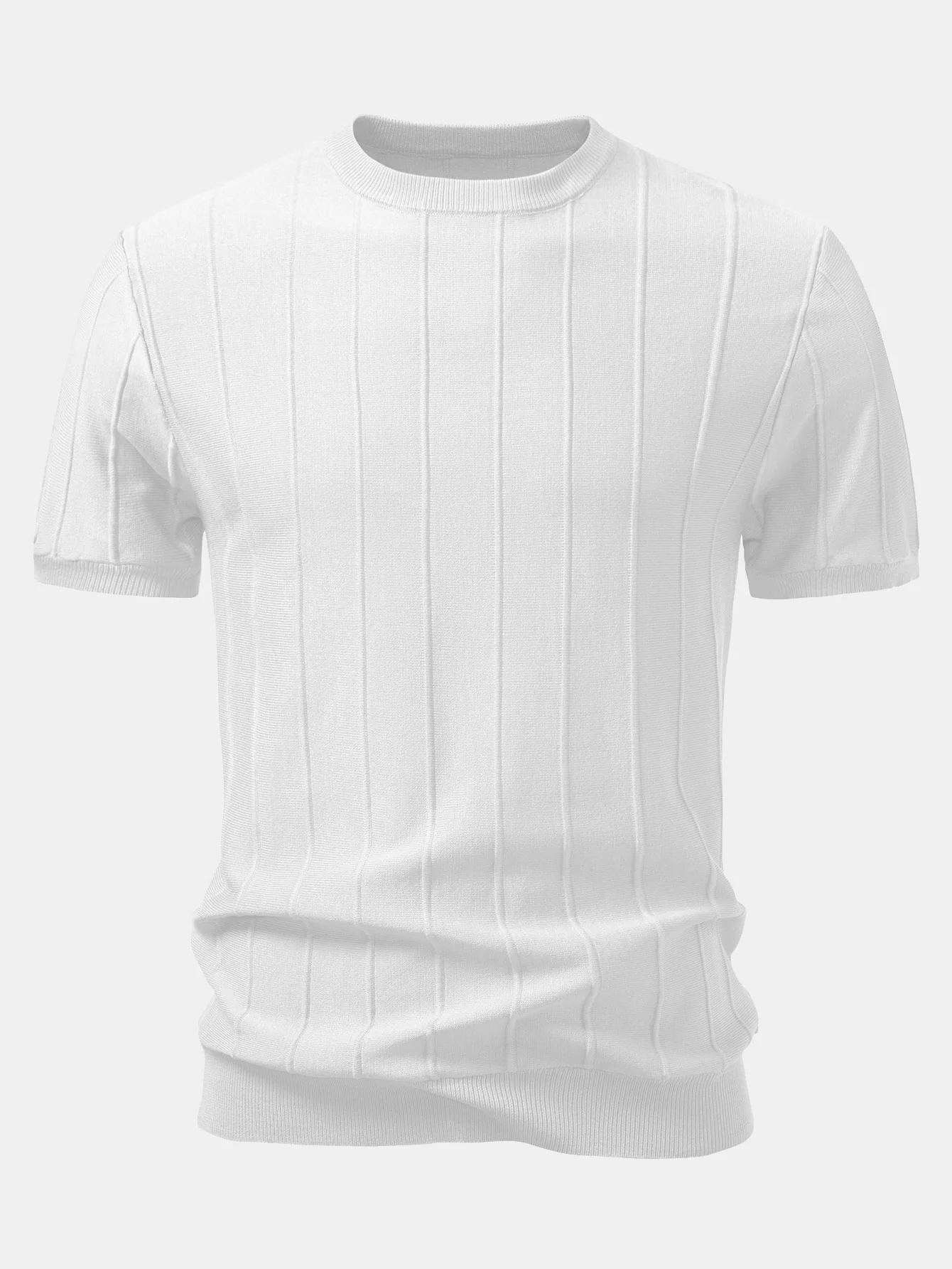 Striped Jacquard Knit T-Shirt - Image 4