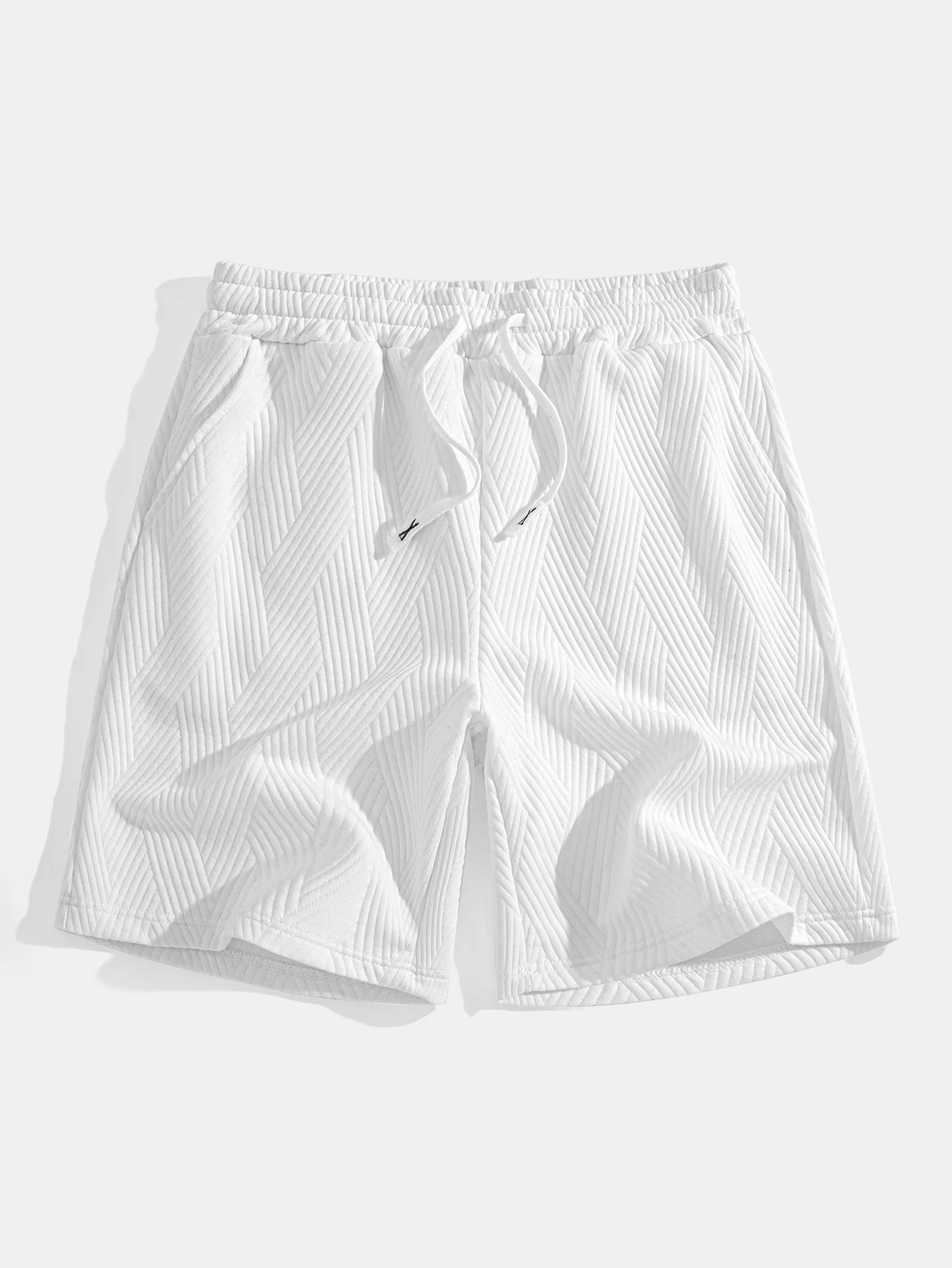 Gestreiftes Jacquard ärmelloses Kapuzen-T-Shirt & Shorts - Image 13