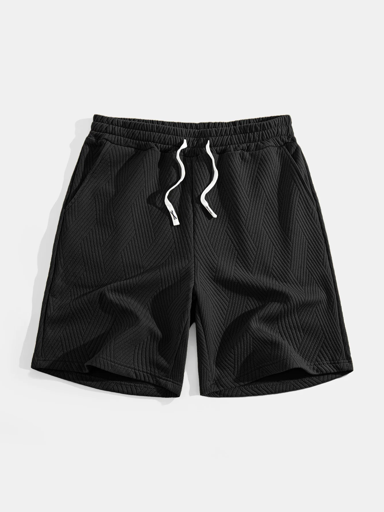 Gestreiftes Jacquard ärmelloses Kapuzen-T-Shirt & Shorts - Image 16