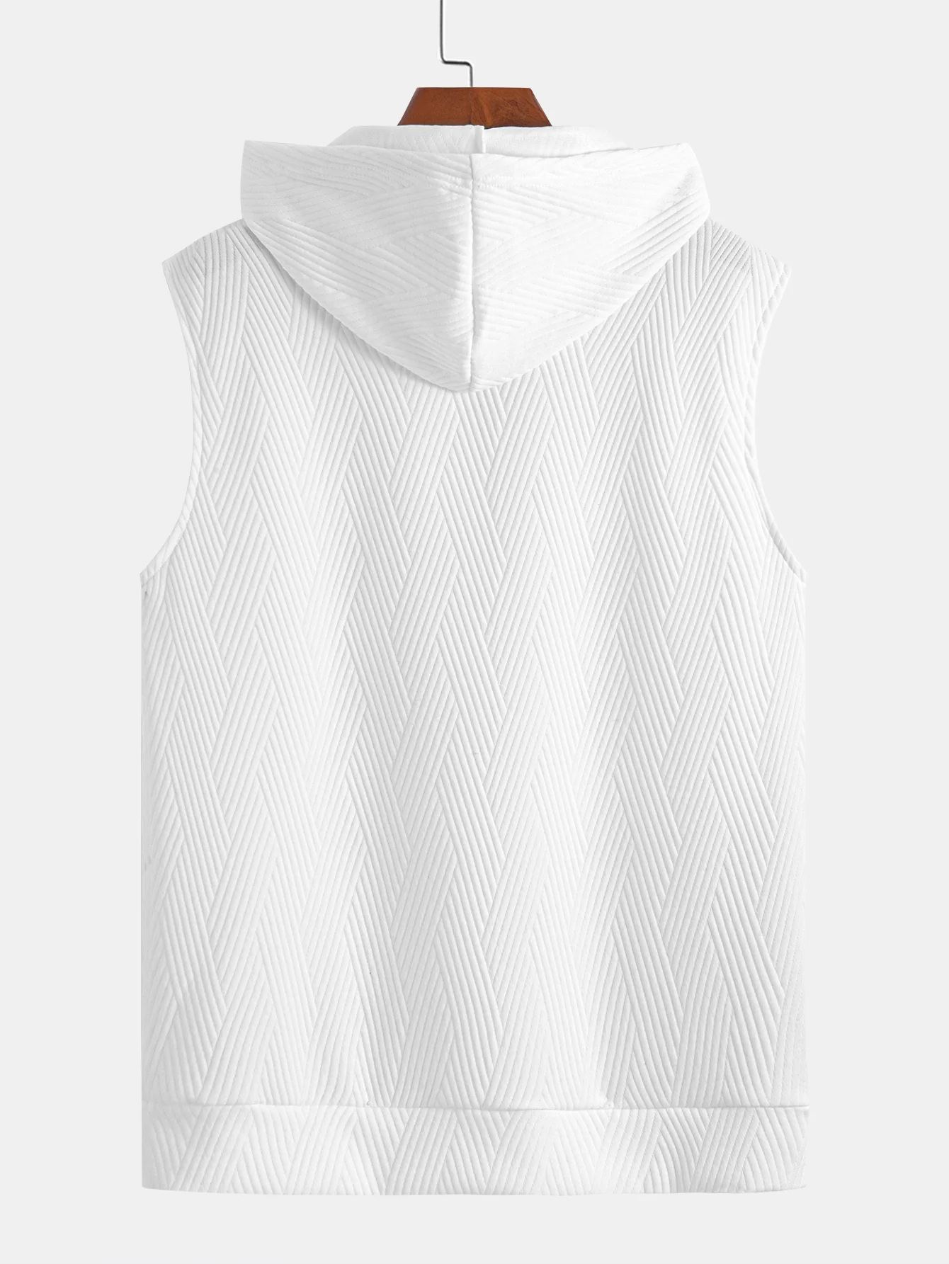 Gestreiftes Jacquard ärmelloses Kapuzen-T-Shirt & Shorts - Image 8