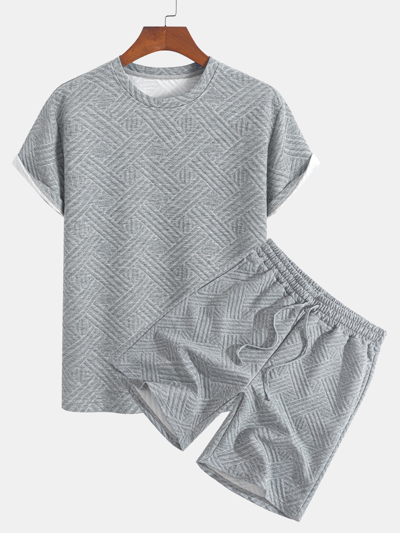 Gestreiftes Jacquard-T-Shirt & Shorts-Set - Image 3
