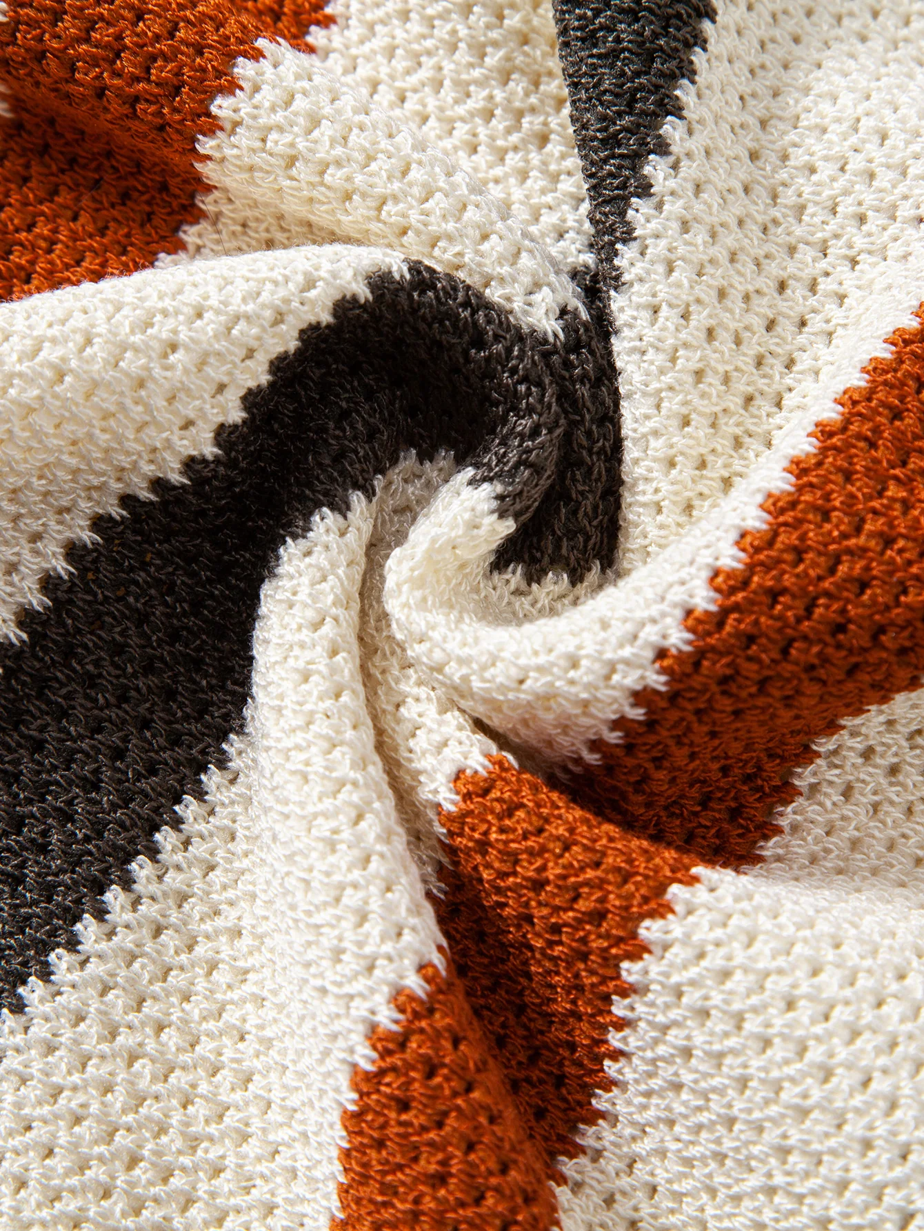 Striped Knit Johnny Collar Polo - Image 7
