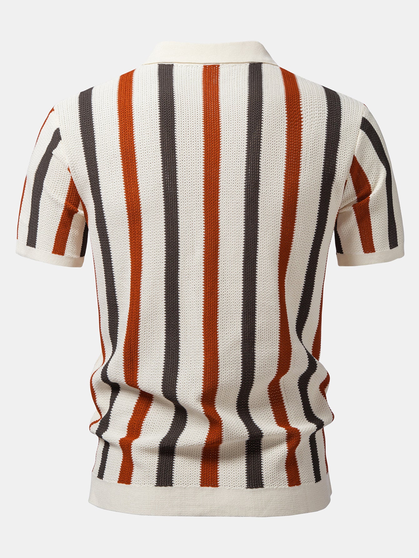 Striped Knit Johnny Collar Polo - Image 2