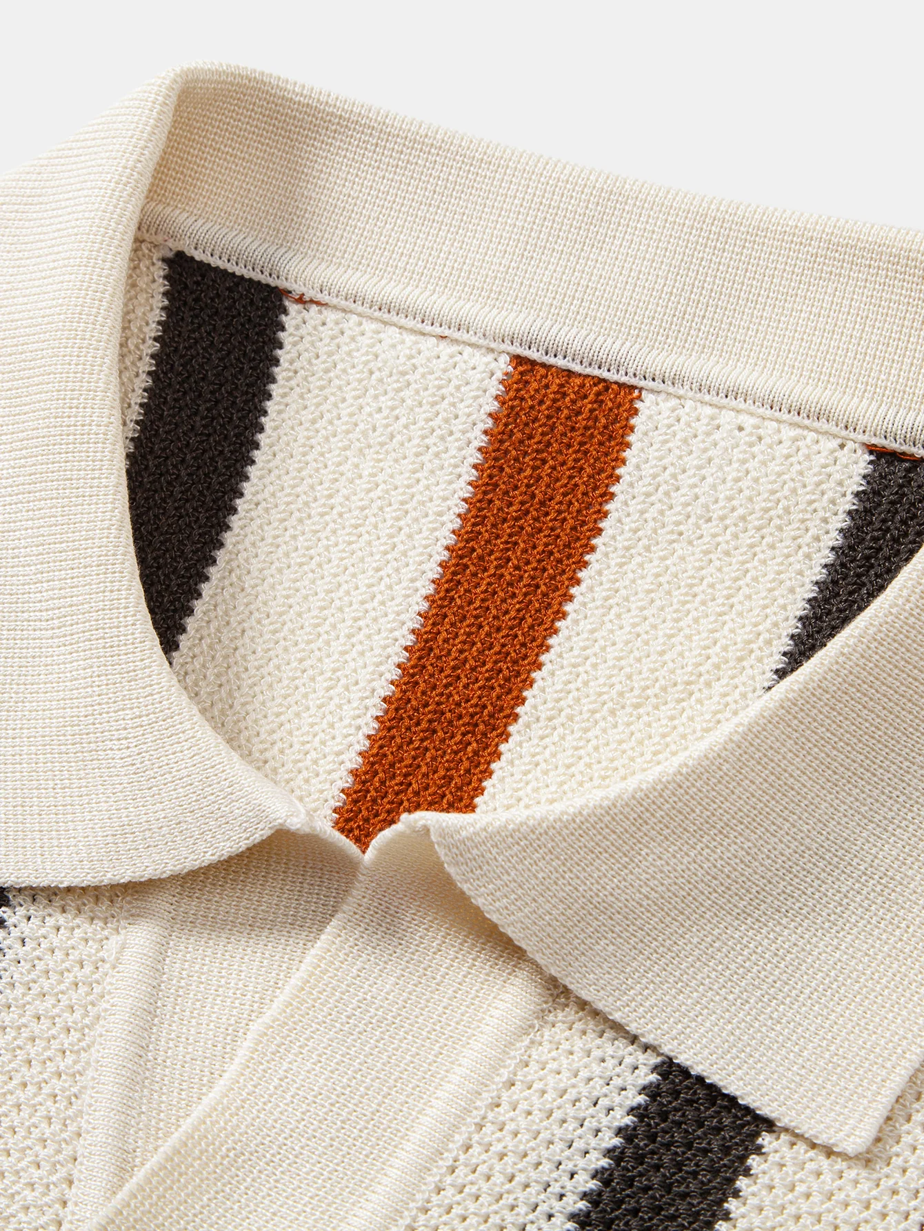 Striped Knit Johnny Collar Polo - Image 3
