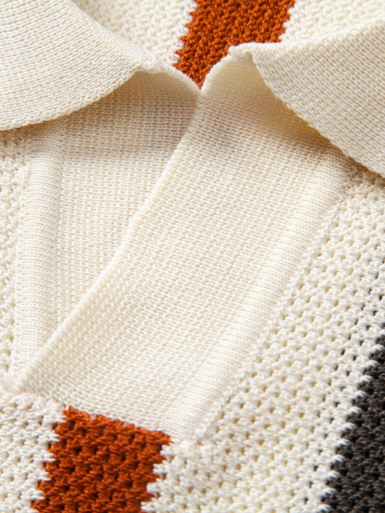 Striped Knit Johnny Collar Polo - Image 4