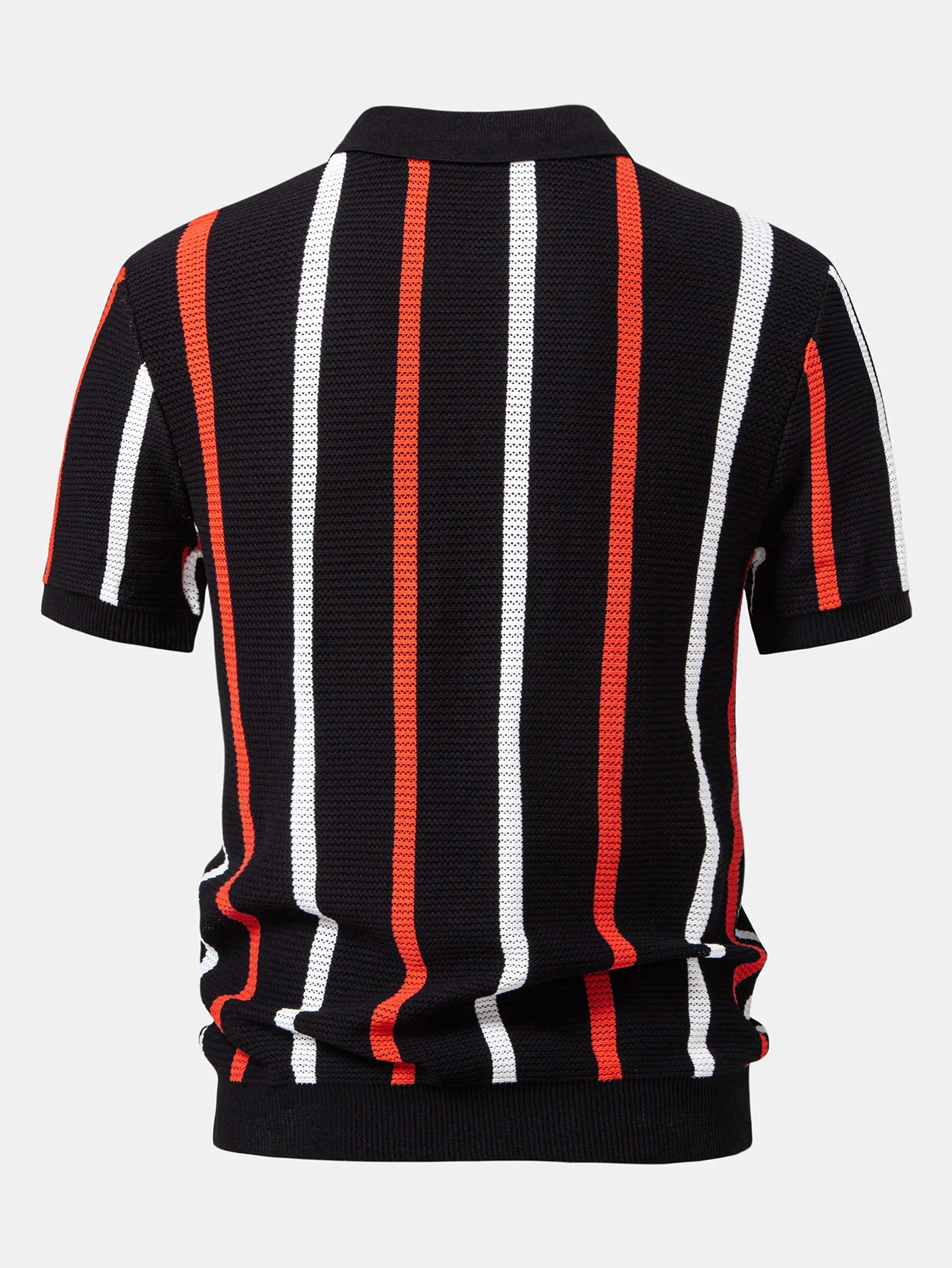 Gestreiftes Strick-Zip-Up Poloshirts-Shirt - Image 2