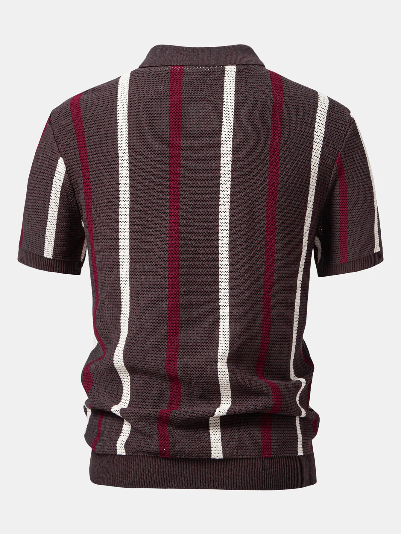 Gestreiftes Strick-Zip-Up Poloshirts-Shirt - Image 6