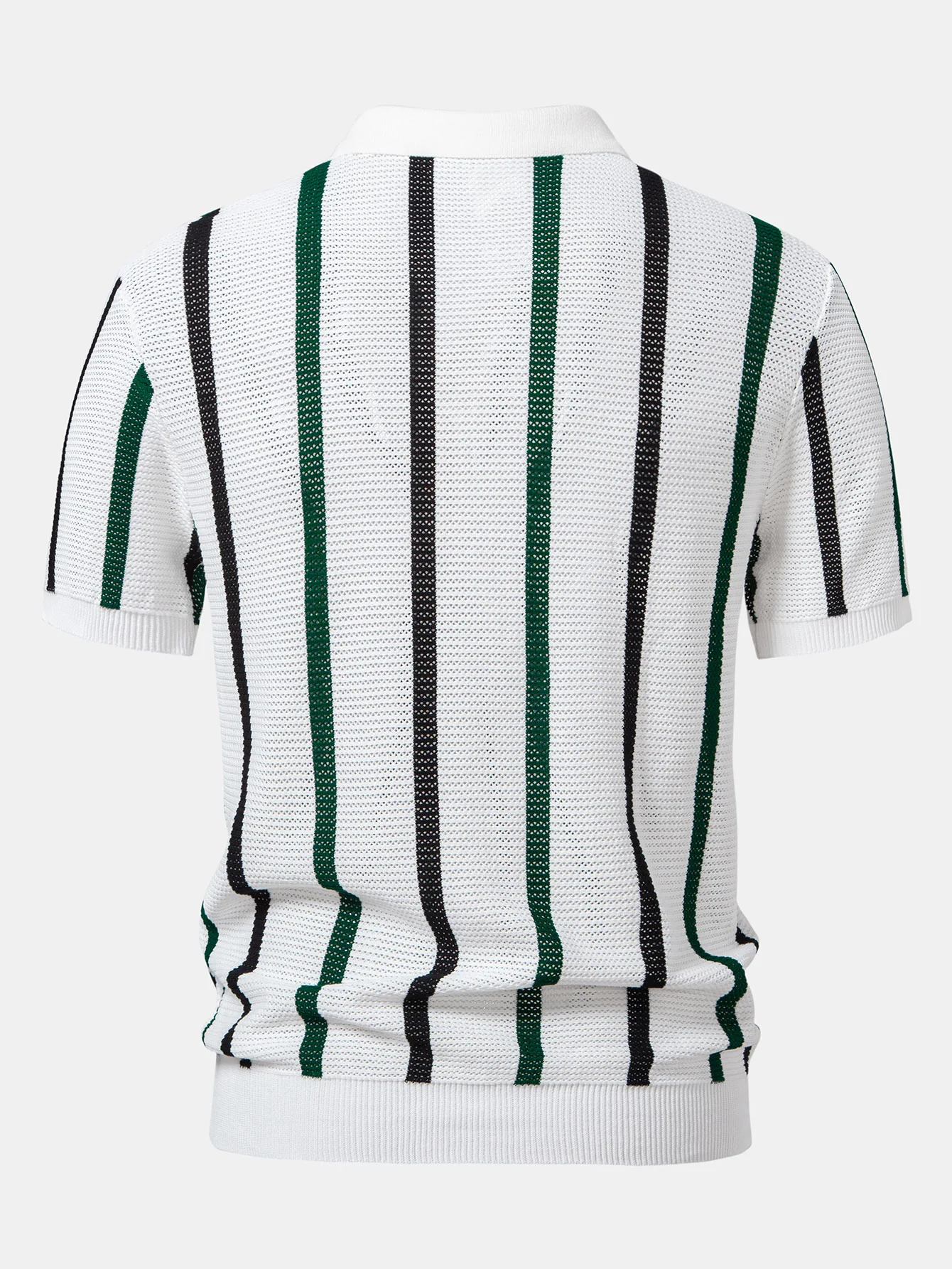 Gestreiftes Strick-Zip-Up Poloshirts-Shirt - Image 8