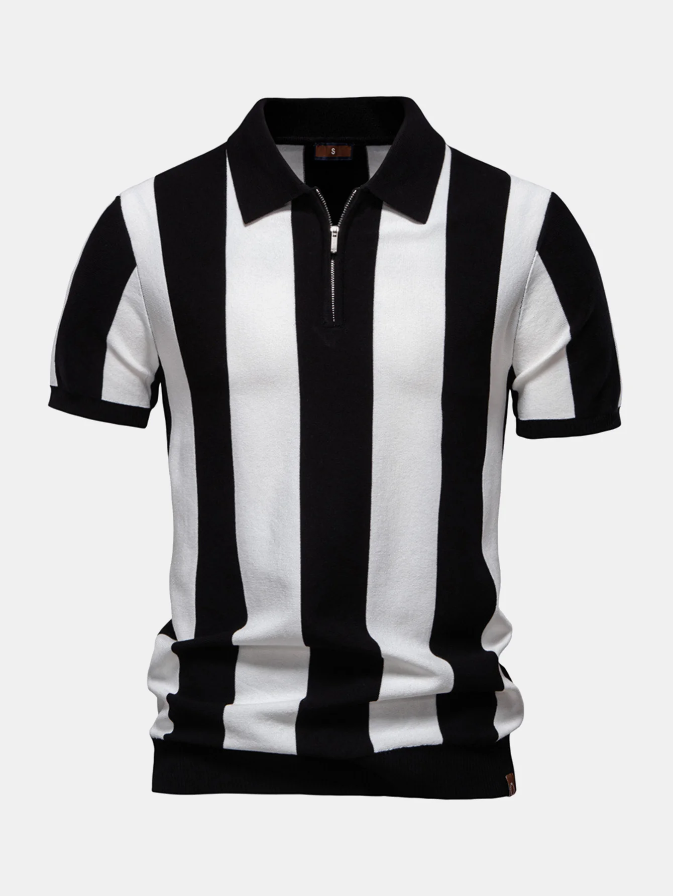 Gestreiftes Strick-Poloshirt mit Reißverschluss - Image 3