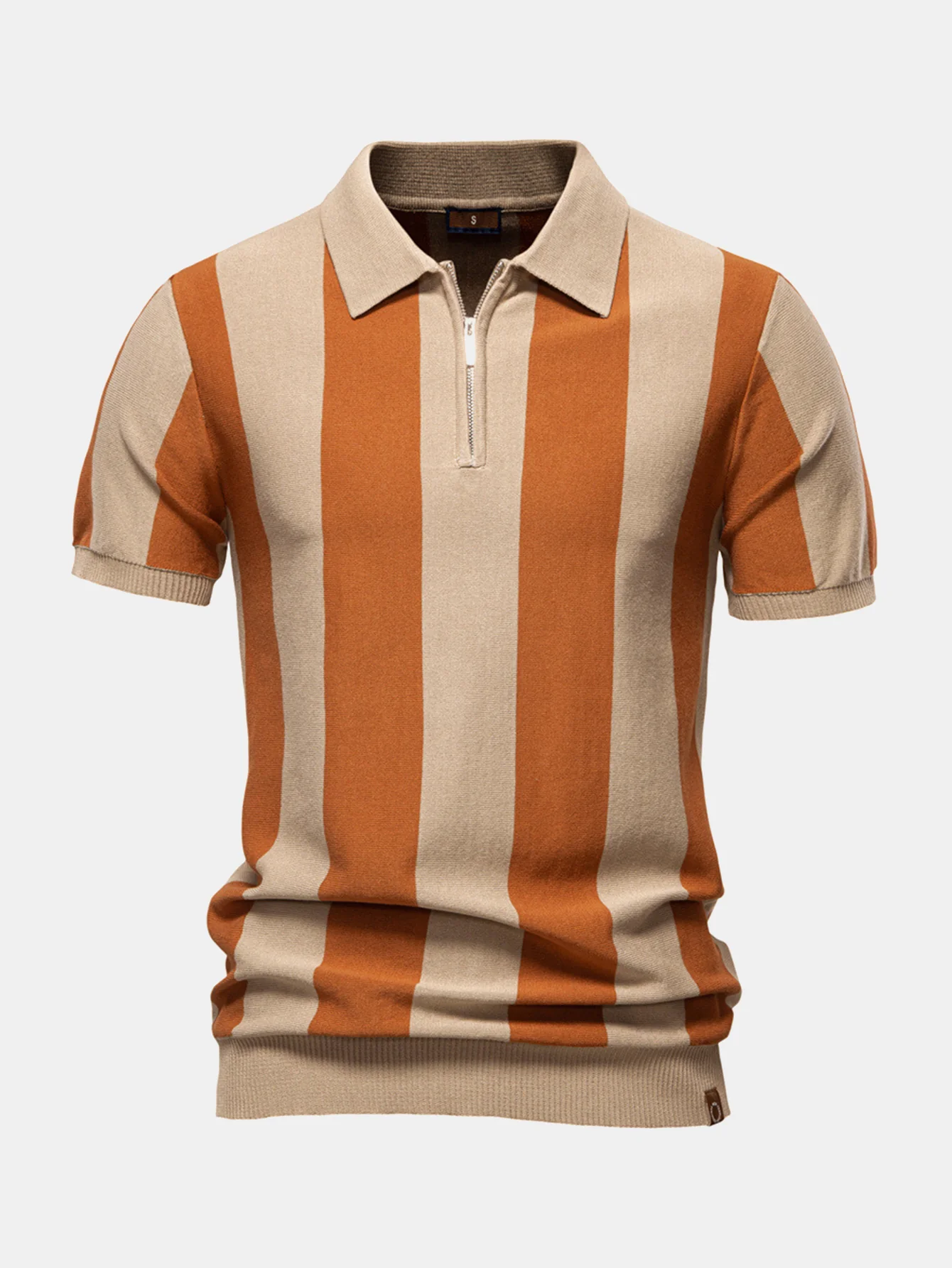 Gestreiftes Strick-Poloshirt mit Reißverschluss - Image 5