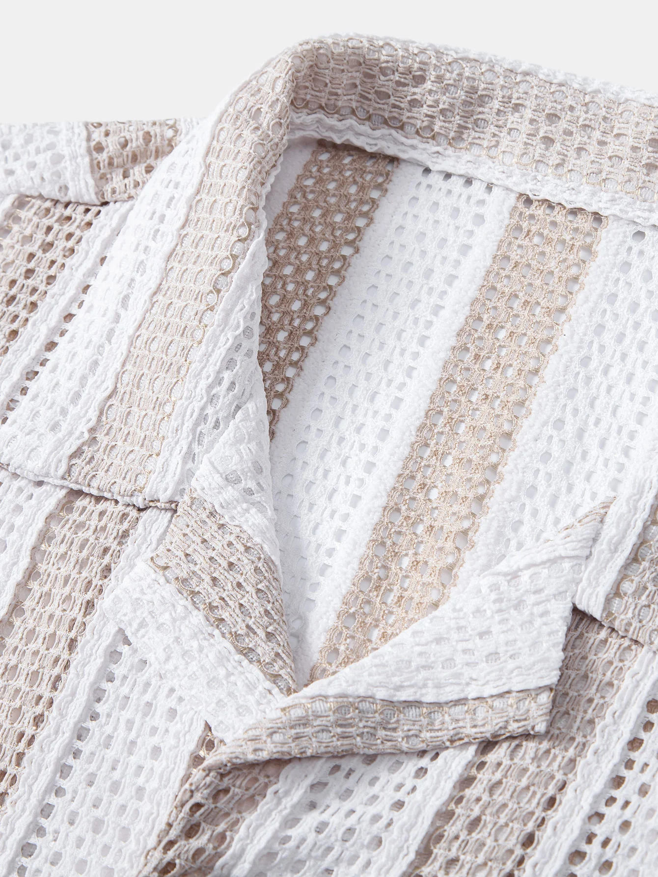 Gestreiftes Mesh-Cuban-Shirt & Leinen-Drawstring-Shorts - Image 6