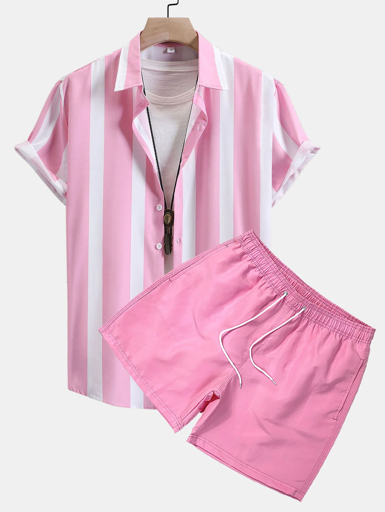 Gestreiftes Druckhemd mit Knöpfen & Badeshorts - Image 6