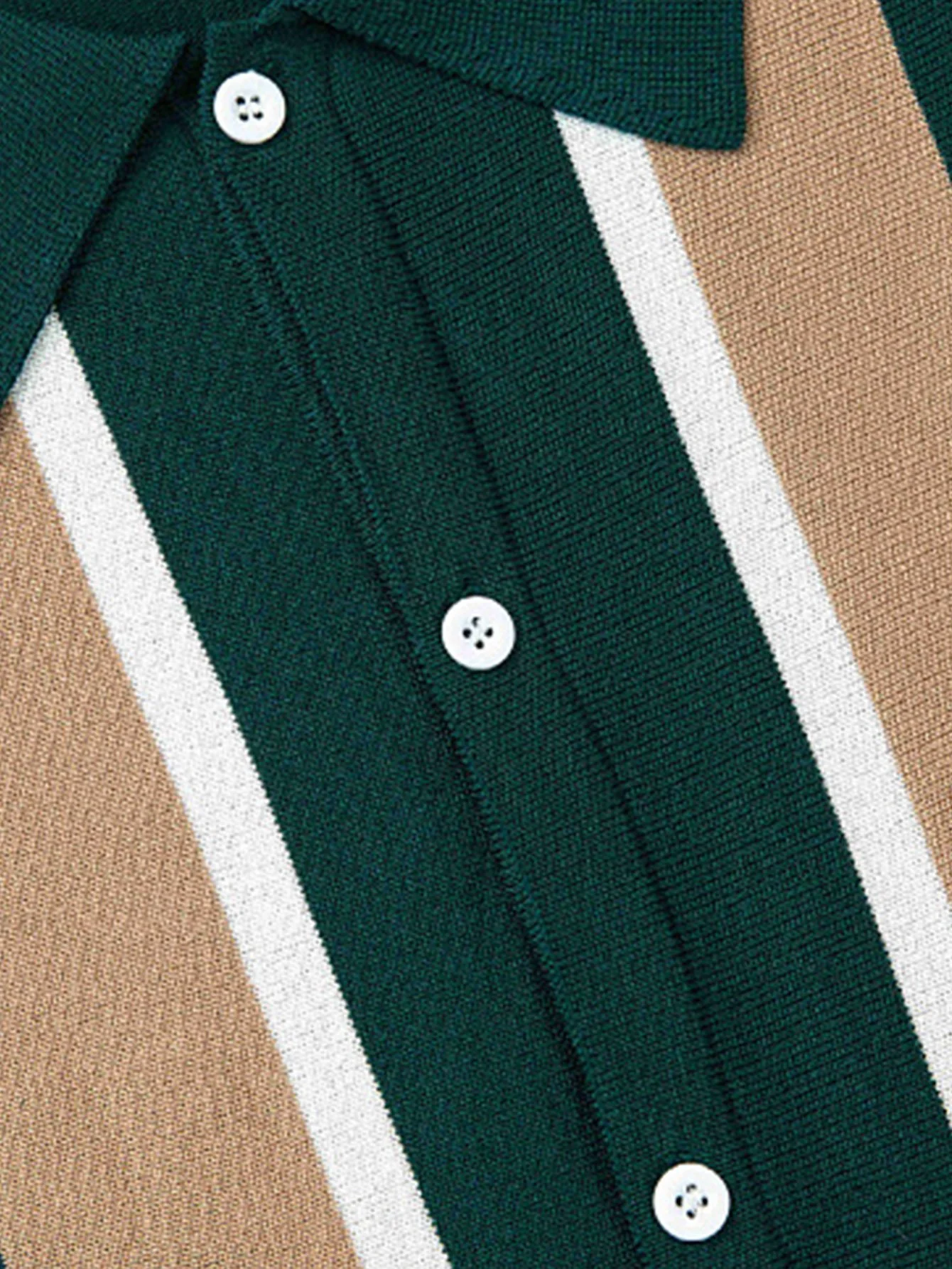 Gestreiftes Kurzarm-Button-Up-Pullover-Polo - Image 3