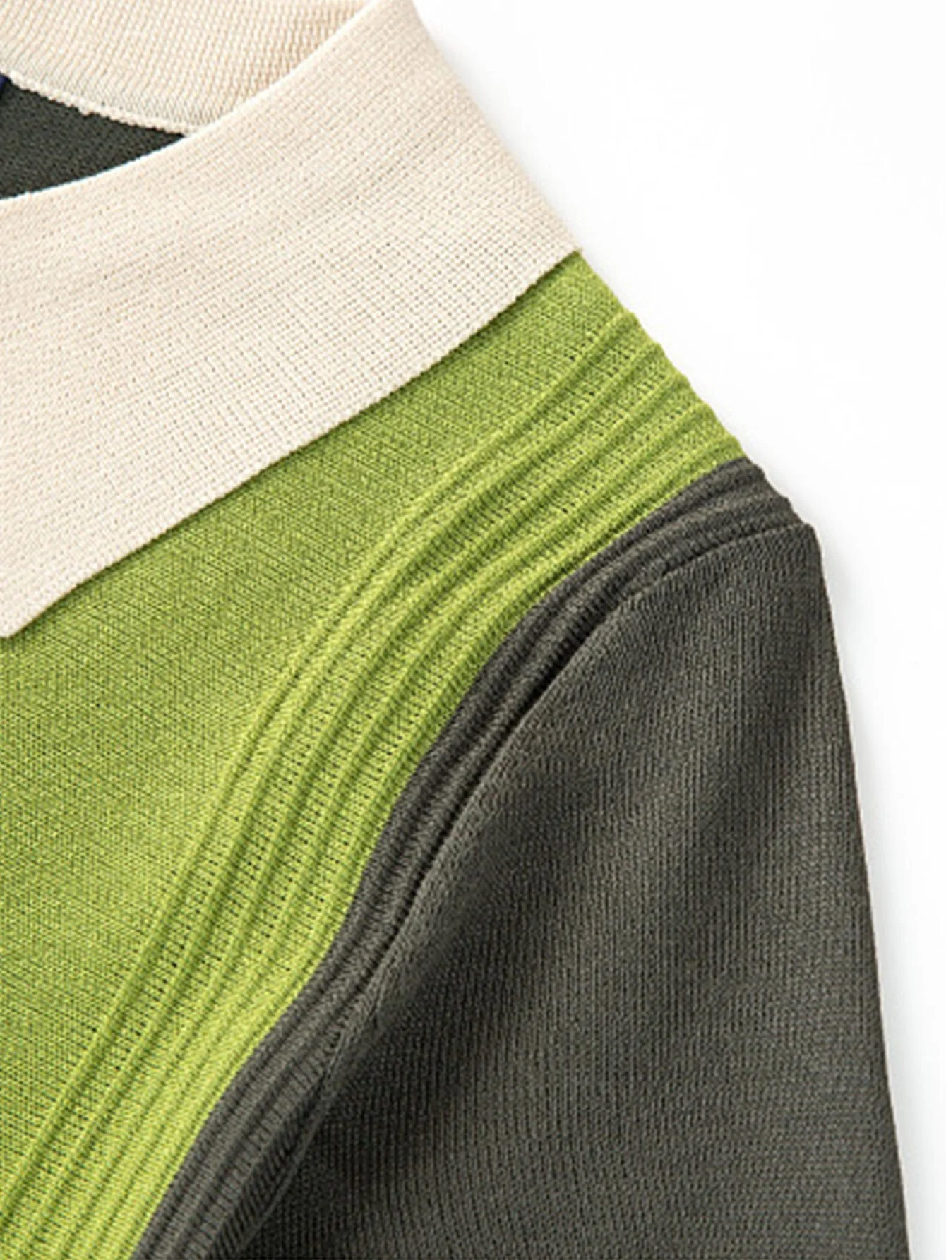 Gestreiftes Kurzarm-Farbblock-Polo-Sweater - Image 3