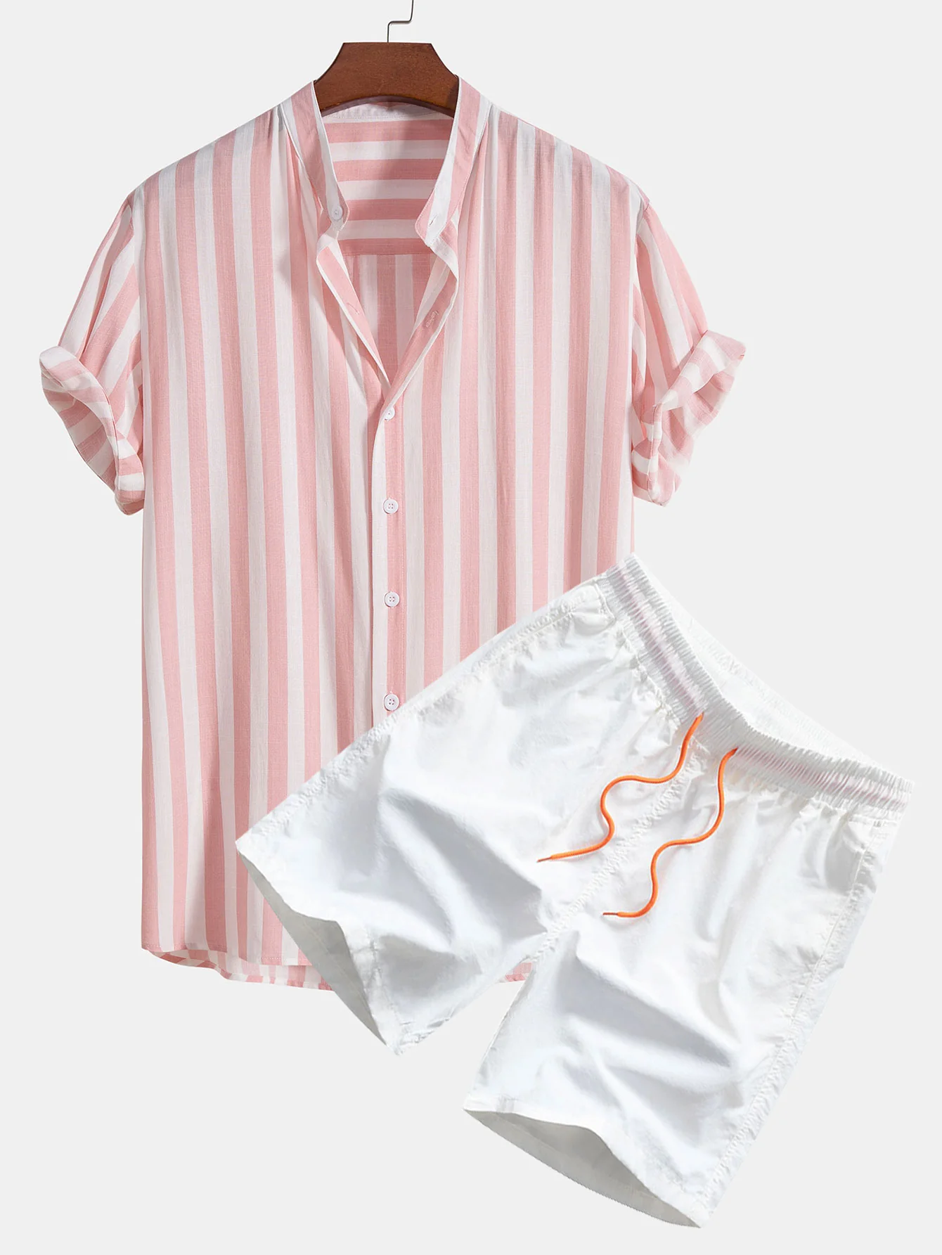 Gestreiftes Stehkragenhemd & Badeshorts - Image 2