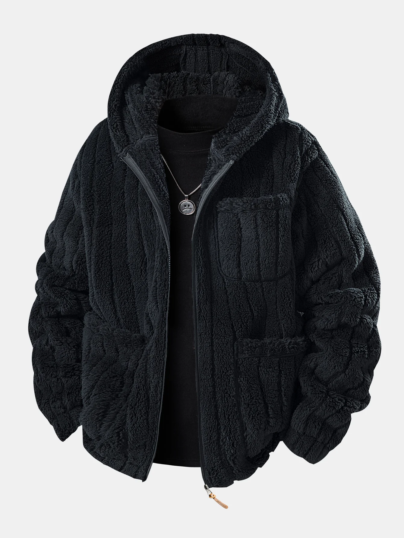 Striped Teddy Fleece Zip Up Hoodie & Striped Teddy Fleece Jogger Pants - Image 2