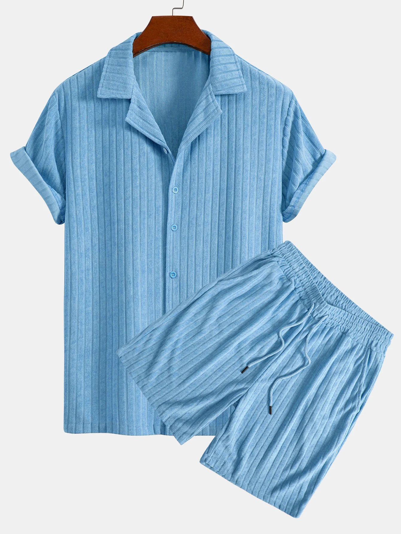 Striped Terry Cuban Shirt & Striped Terry Cuban Shorts - Image 3