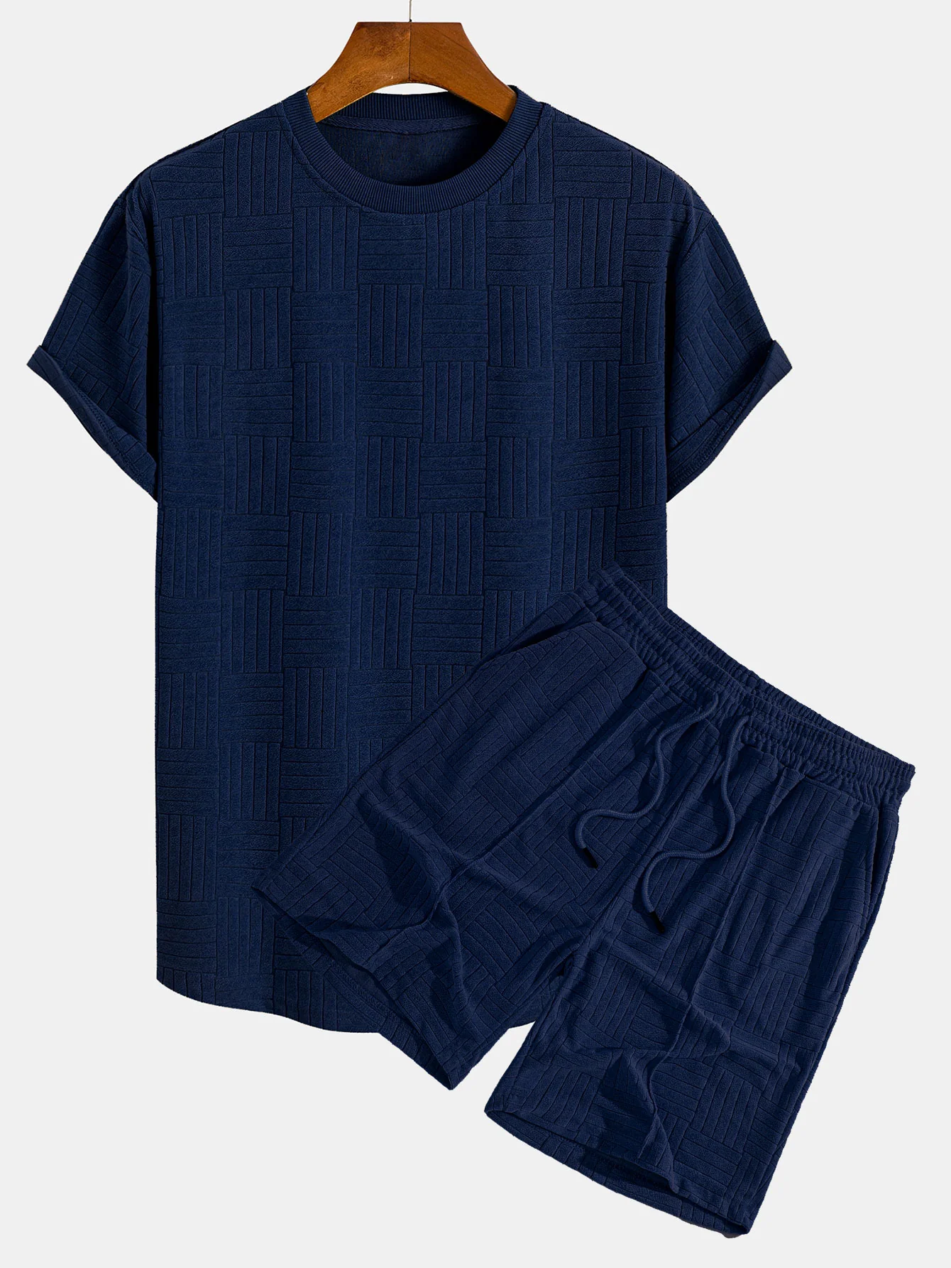 Gestreifter Frottee-Textur Bogen Saum T-Shirt & Shorts - Image 3