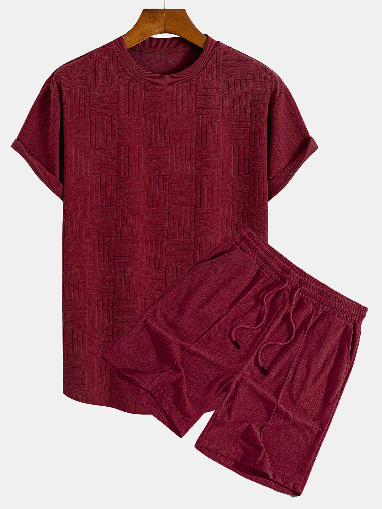 Gestreifter Frottee-Textur Bogen Saum T-Shirt & Shorts - Image 4