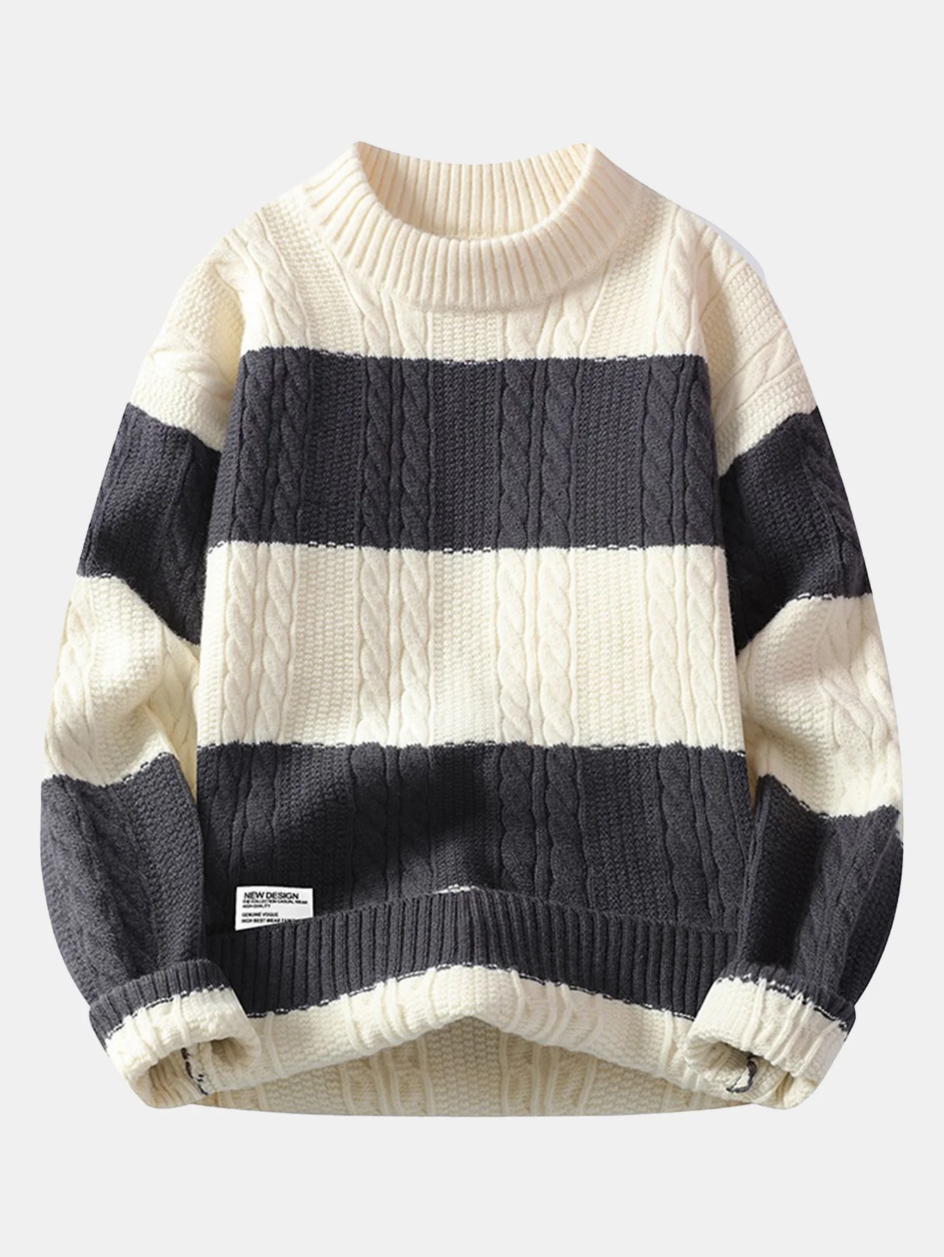 Striped Twist Jacquard Sweater - Image 3