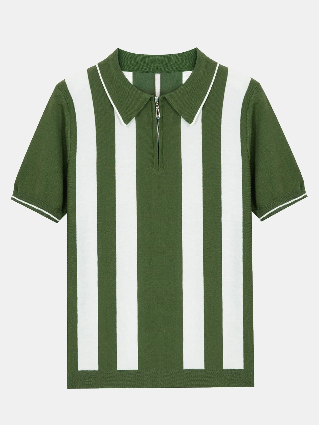 Gestreifter Zip-Pullover Polo - Image 3