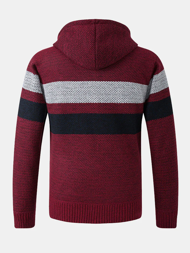 Gestreifter Reißverschluss Kapuzenpullover - Image 8