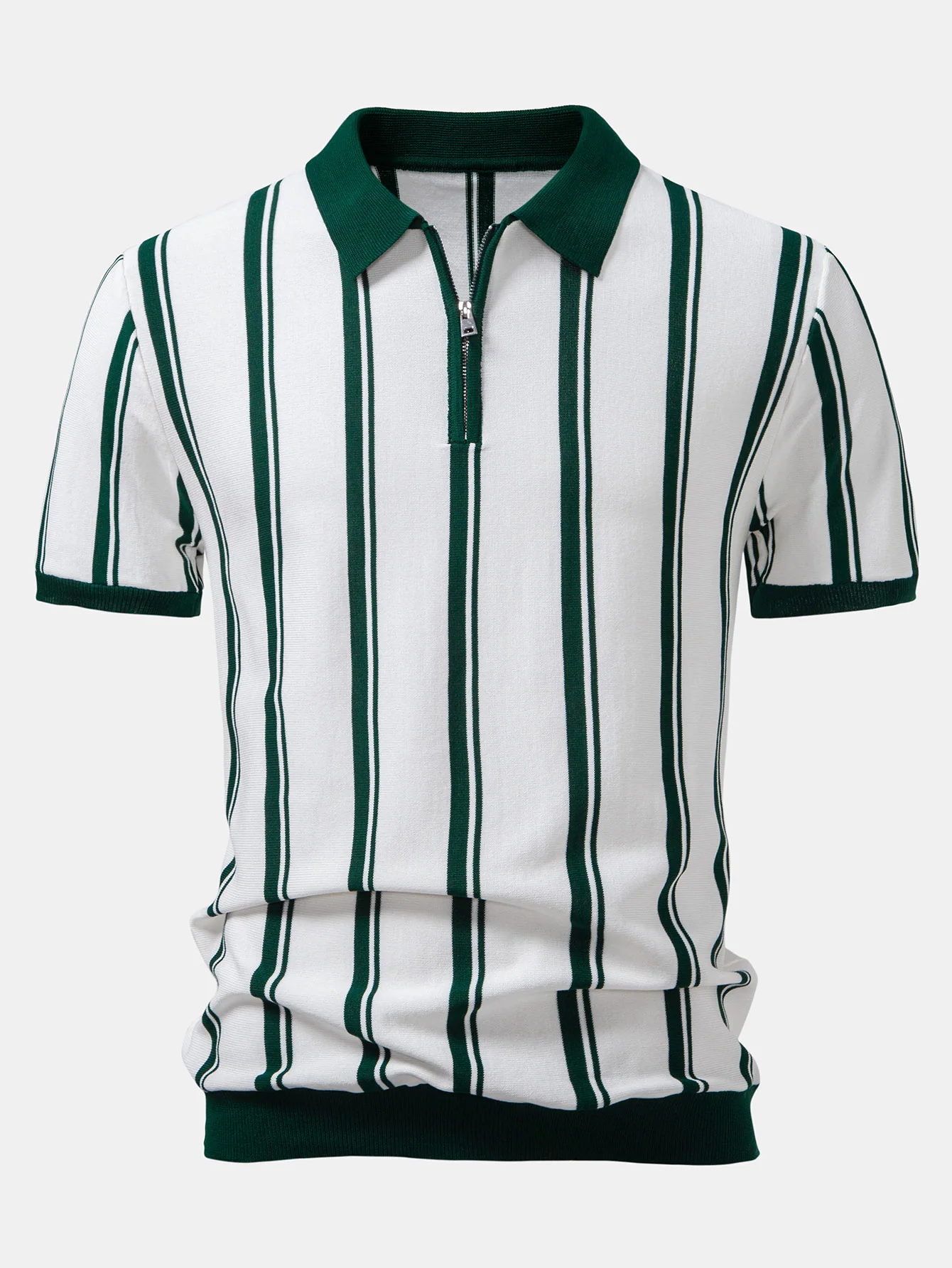 Gestreiftes Strick-Poloshirt mit Reißverschluss - Image 3