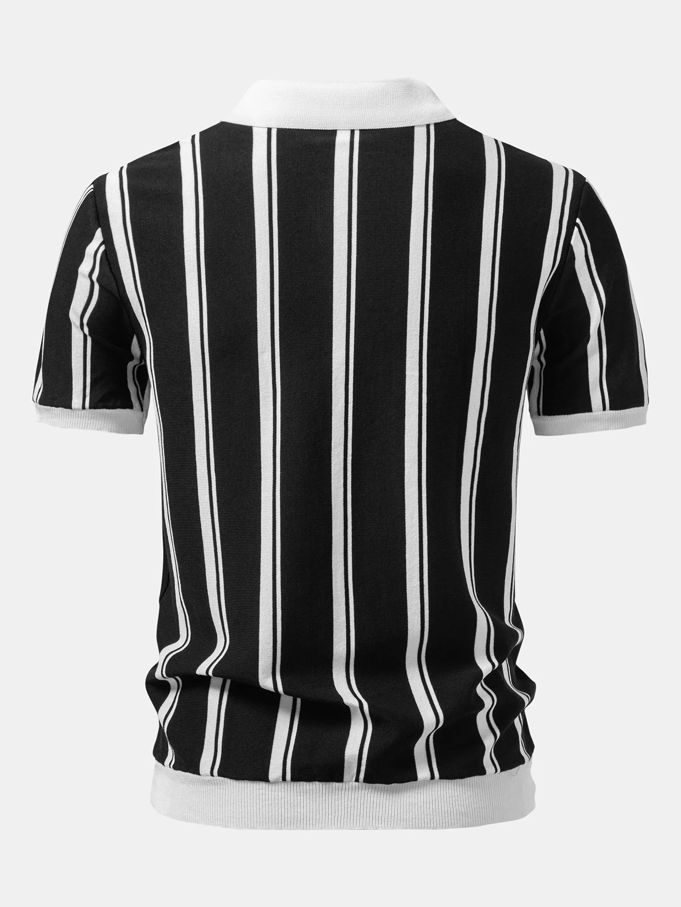Gestreiftes Strick-Poloshirt mit Reißverschluss - Image 6
