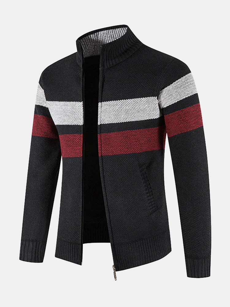 Gestreifter Reißverschluss-Pullover - Image 3