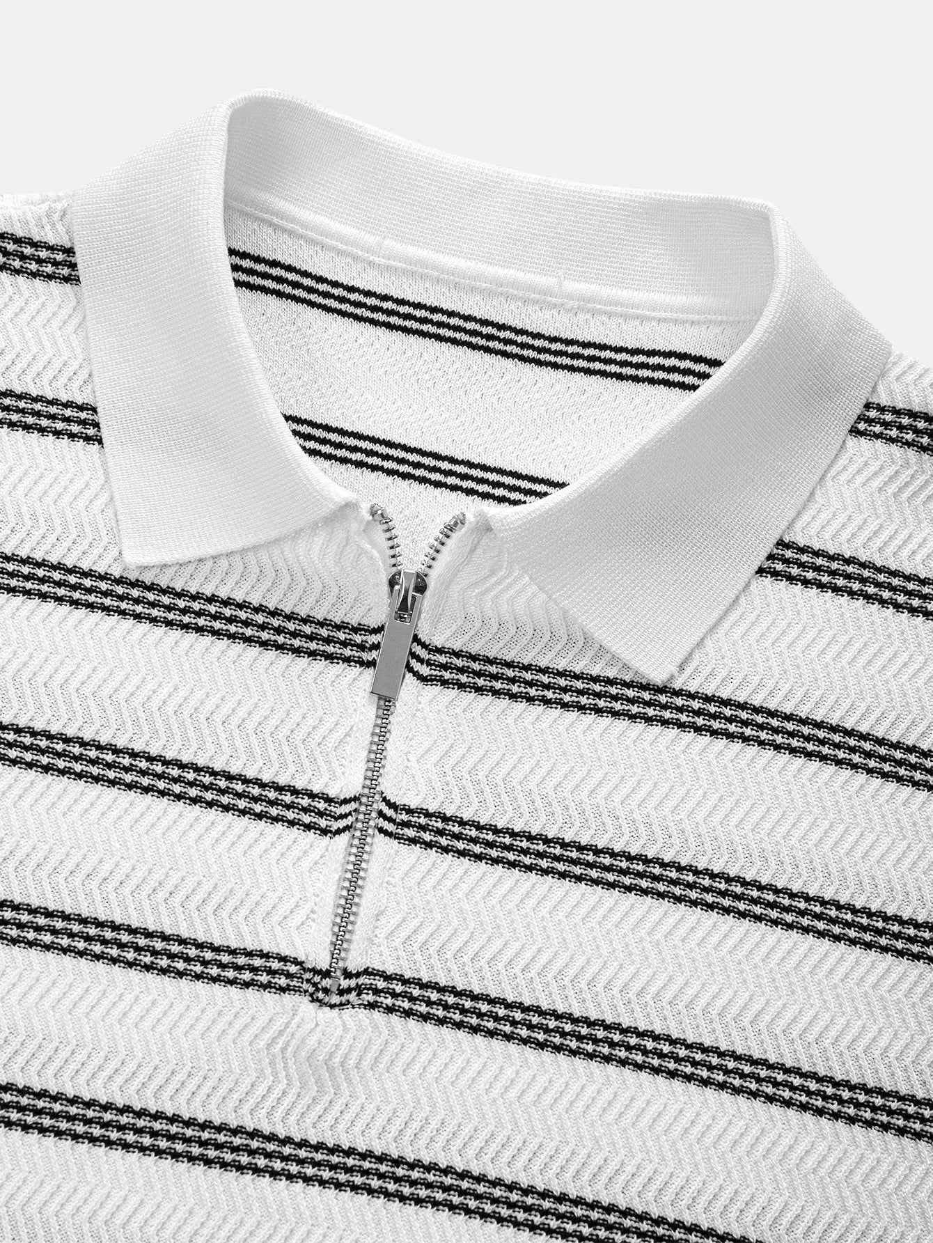Striped Zipper Knit Polo - Image 11