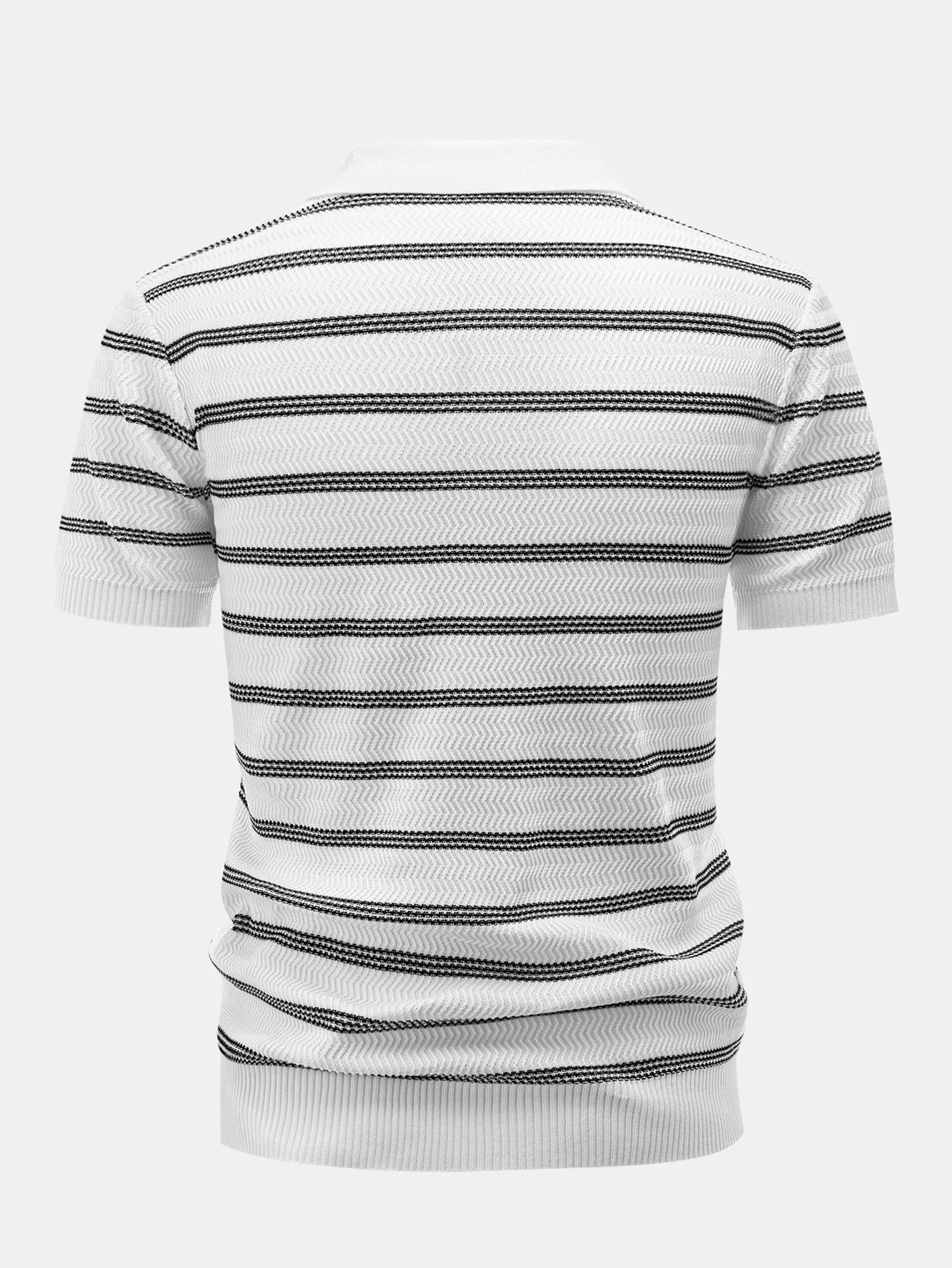 Striped Zipper Knit Polo - Image 2