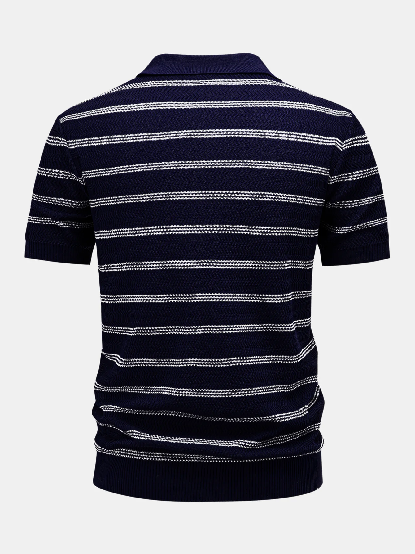 Striped Zipper Knit Polo - Image 4