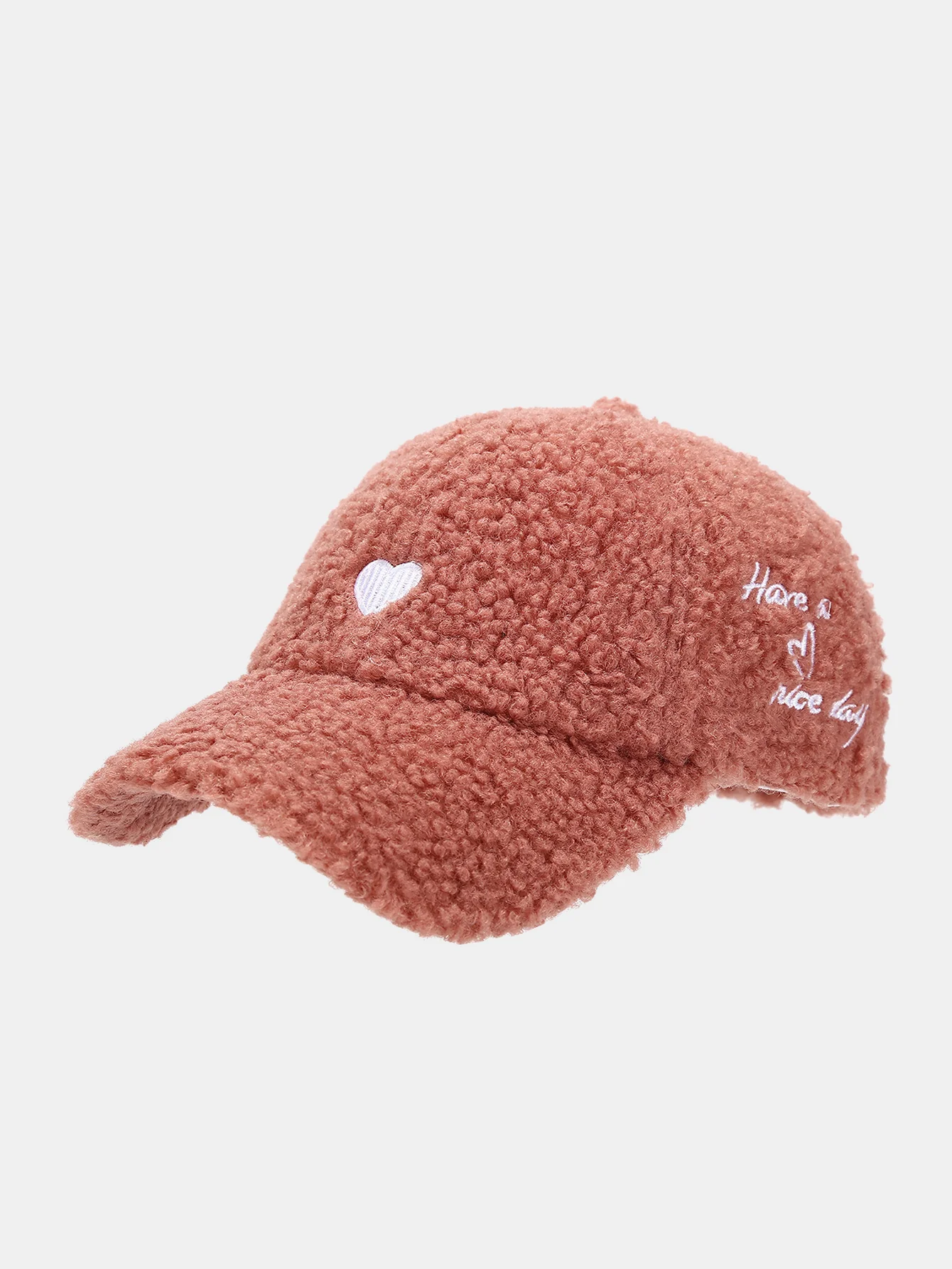 Stylish Plush Baseball Cap With Heart And Letter Embroidery - Image 2