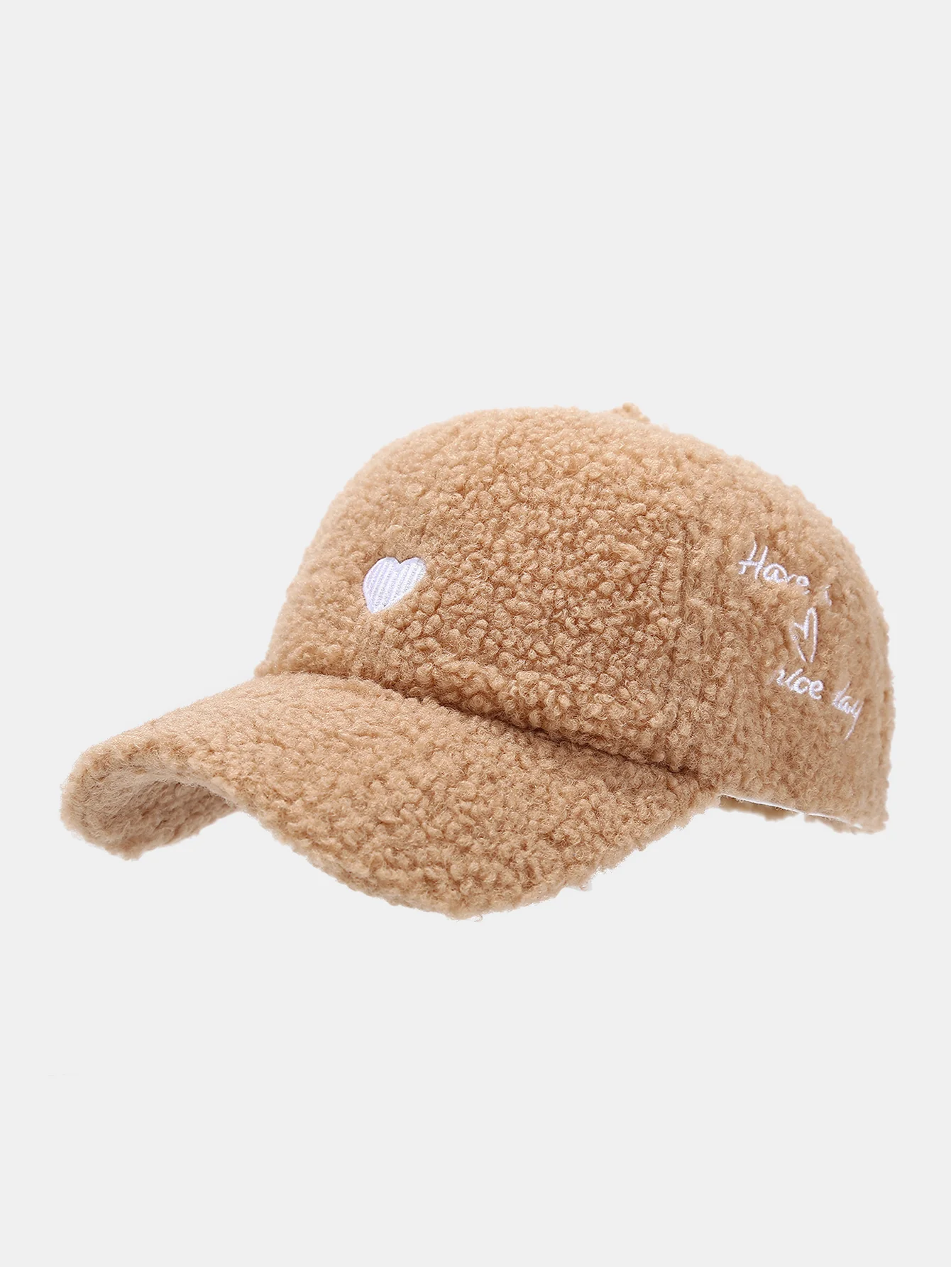 Stylish Plush Baseball Cap With Heart And Letter Embroidery - Image 4