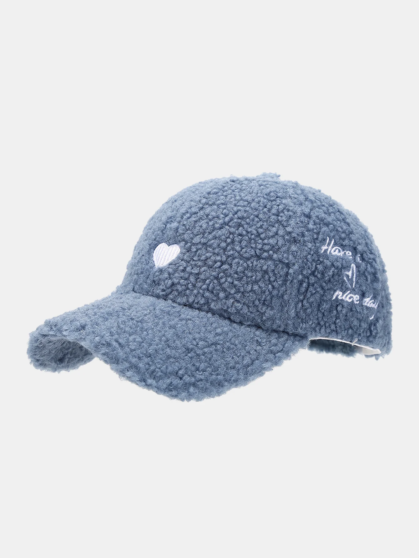 Stylish Plush Baseball Cap With Heart And Letter Embroidery - Image 5