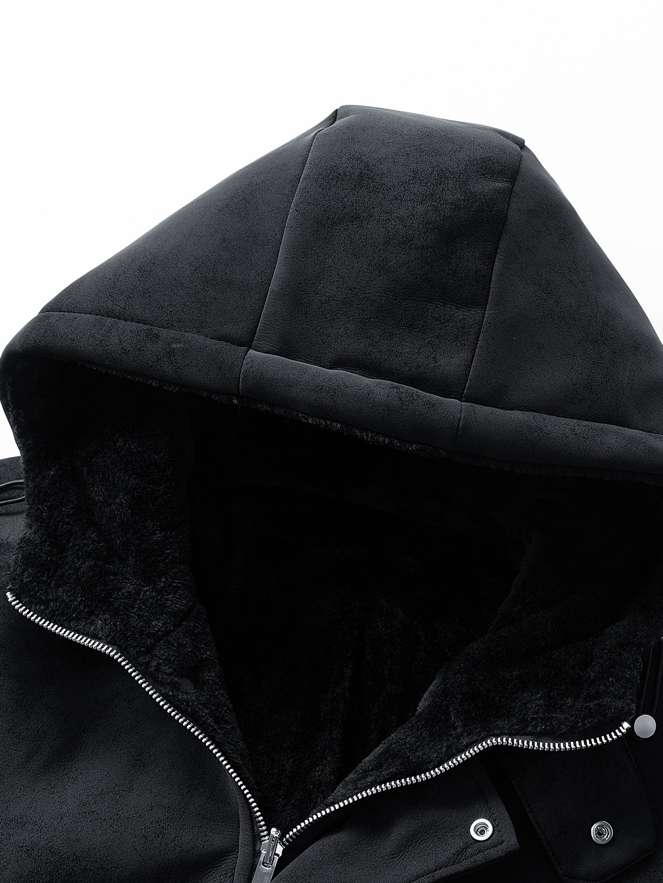 Relax Fit Suede Teddy Zipper Reversible Hooded Coat - Image 18
