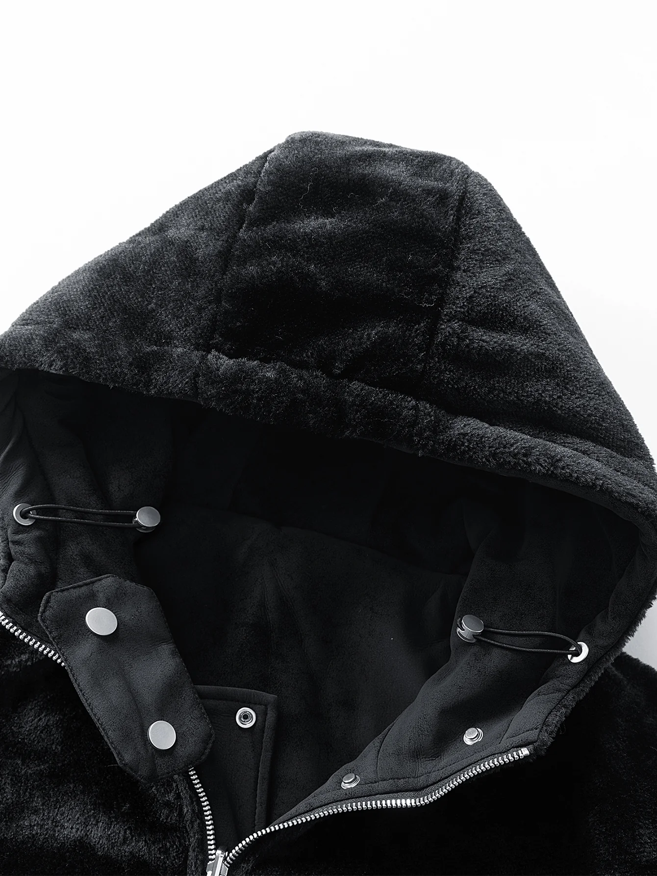 Relax Fit Suede Teddy Zipper Reversible Hooded Coat - Image 20