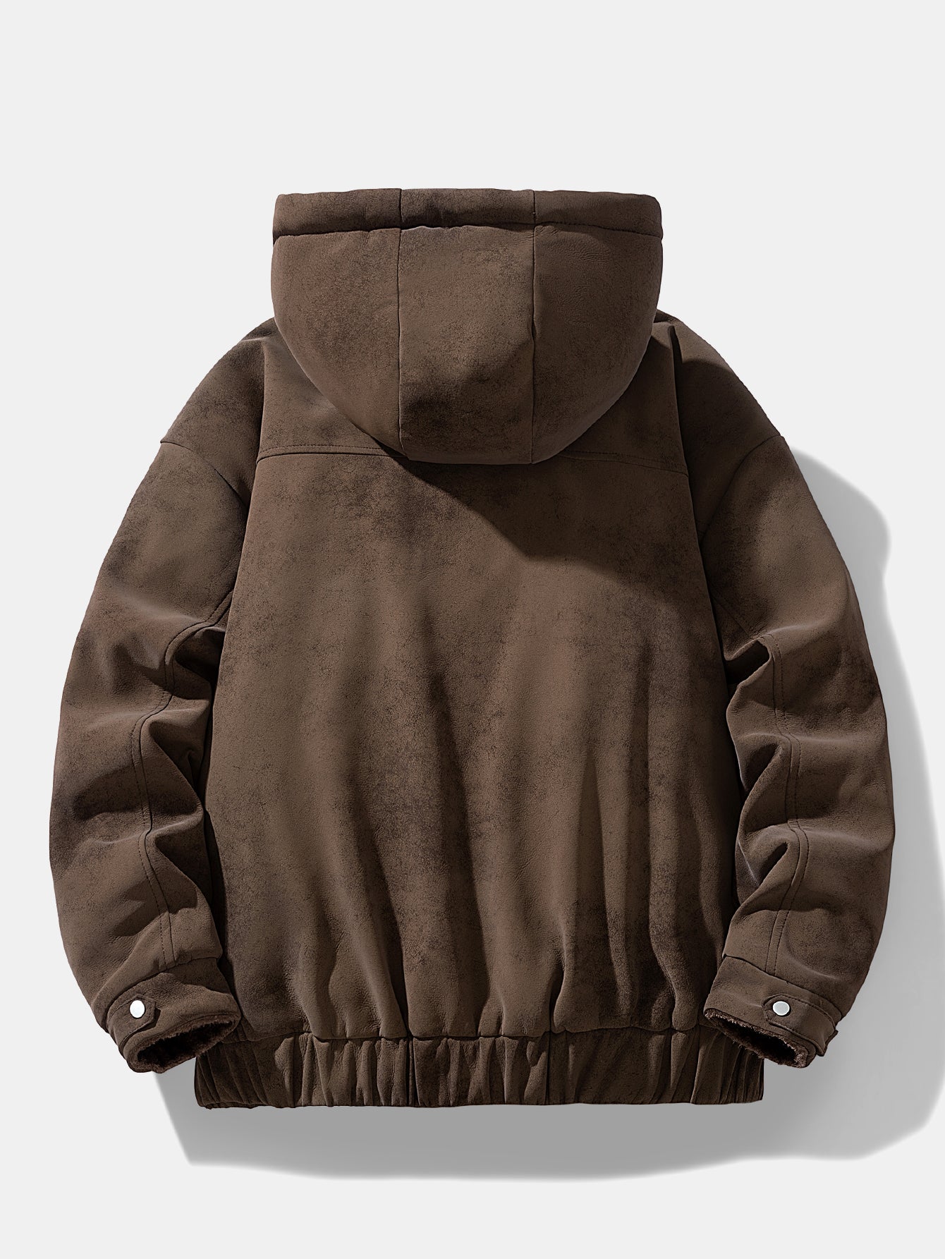 Relax Fit Suede Teddy Zipper Reversible Hooded Coat - Image 3