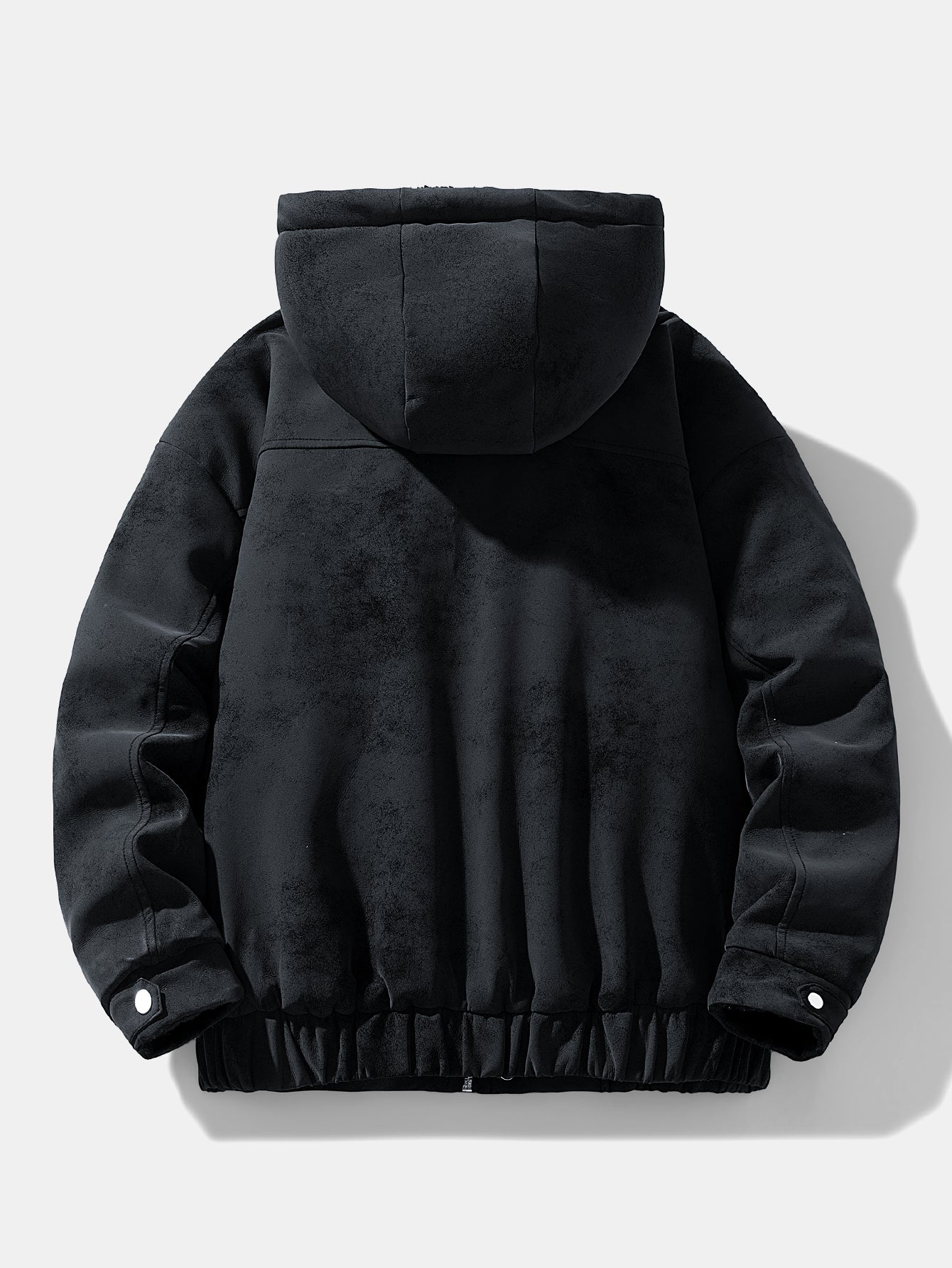 Relax Fit Suede Teddy Zipper Reversible Hooded Coat - Image 6