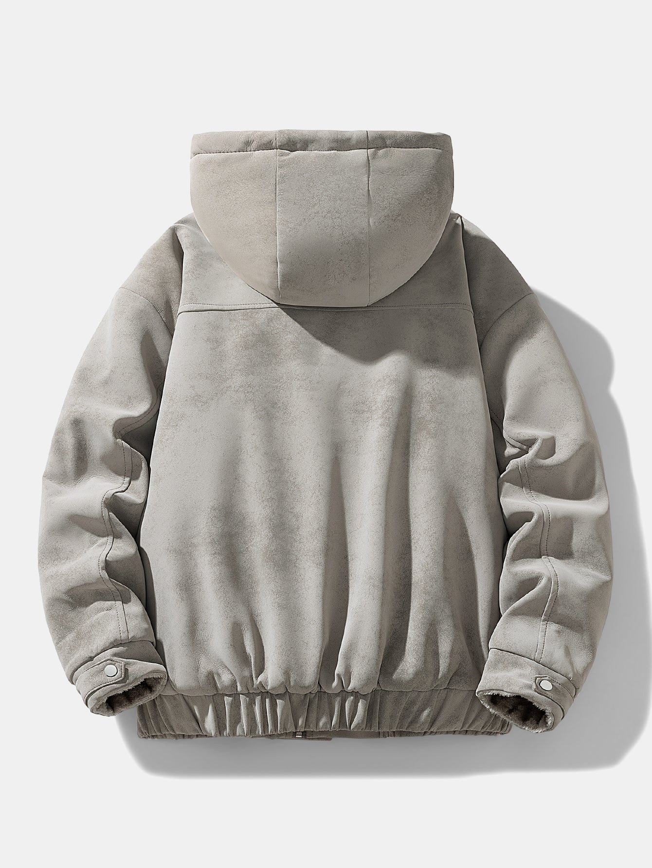 Relax Fit Suede Teddy Zipper Reversible Hooded Coat - Image 9