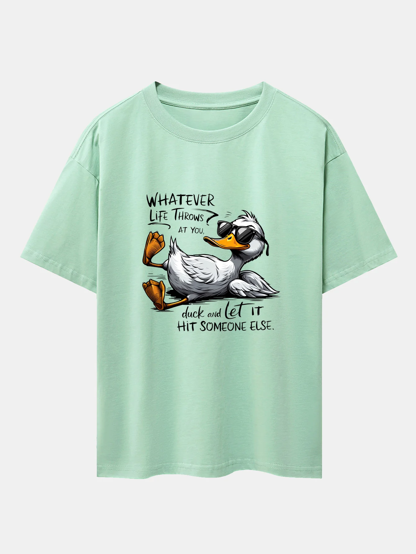 Sonnenbrillen Gans Druck Drop-Shoulder Oversize T-Shirt - Image 11