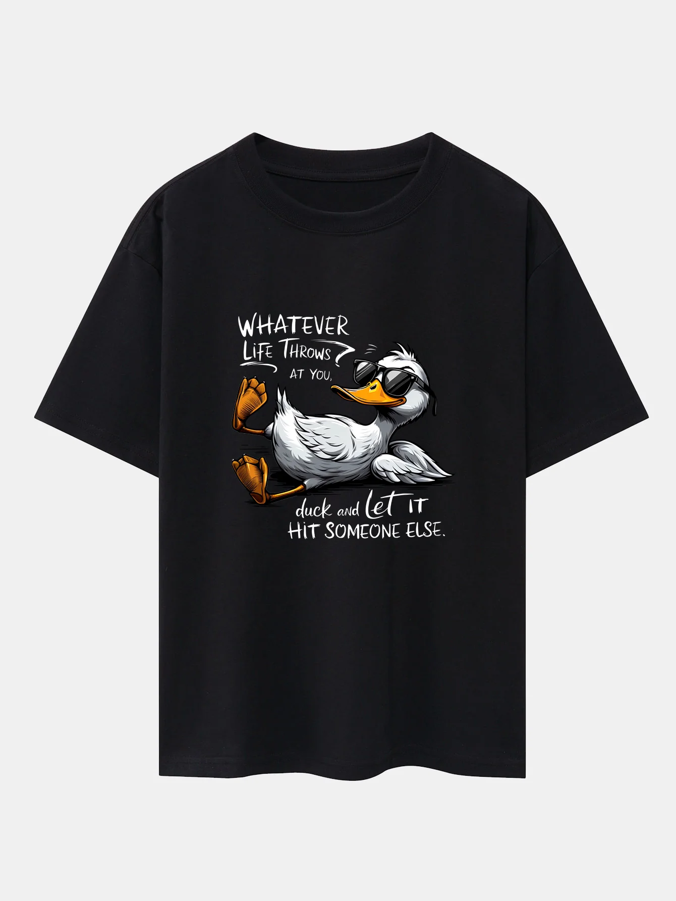 Sonnenbrillen Gans Druck Drop-Shoulder Oversize T-Shirt - Image 3