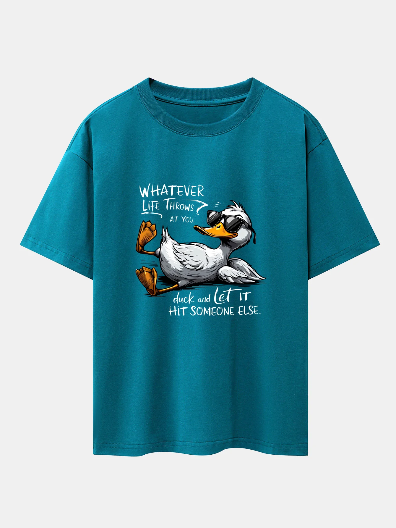 Sonnenbrillen Gans Druck Drop-Shoulder Oversize T-Shirt - Image 4