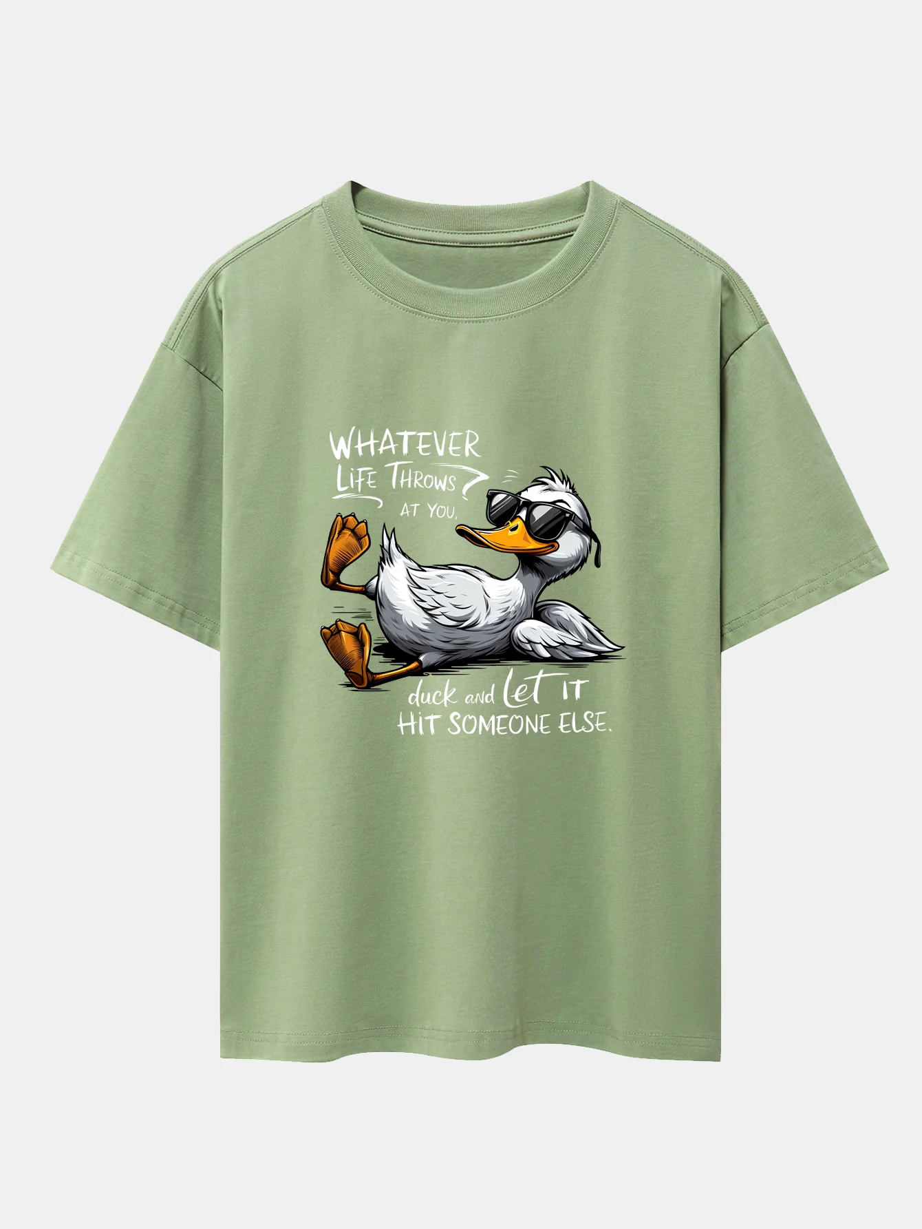 Sonnenbrillen Gans Druck Drop-Shoulder Oversize T-Shirt - Image 8