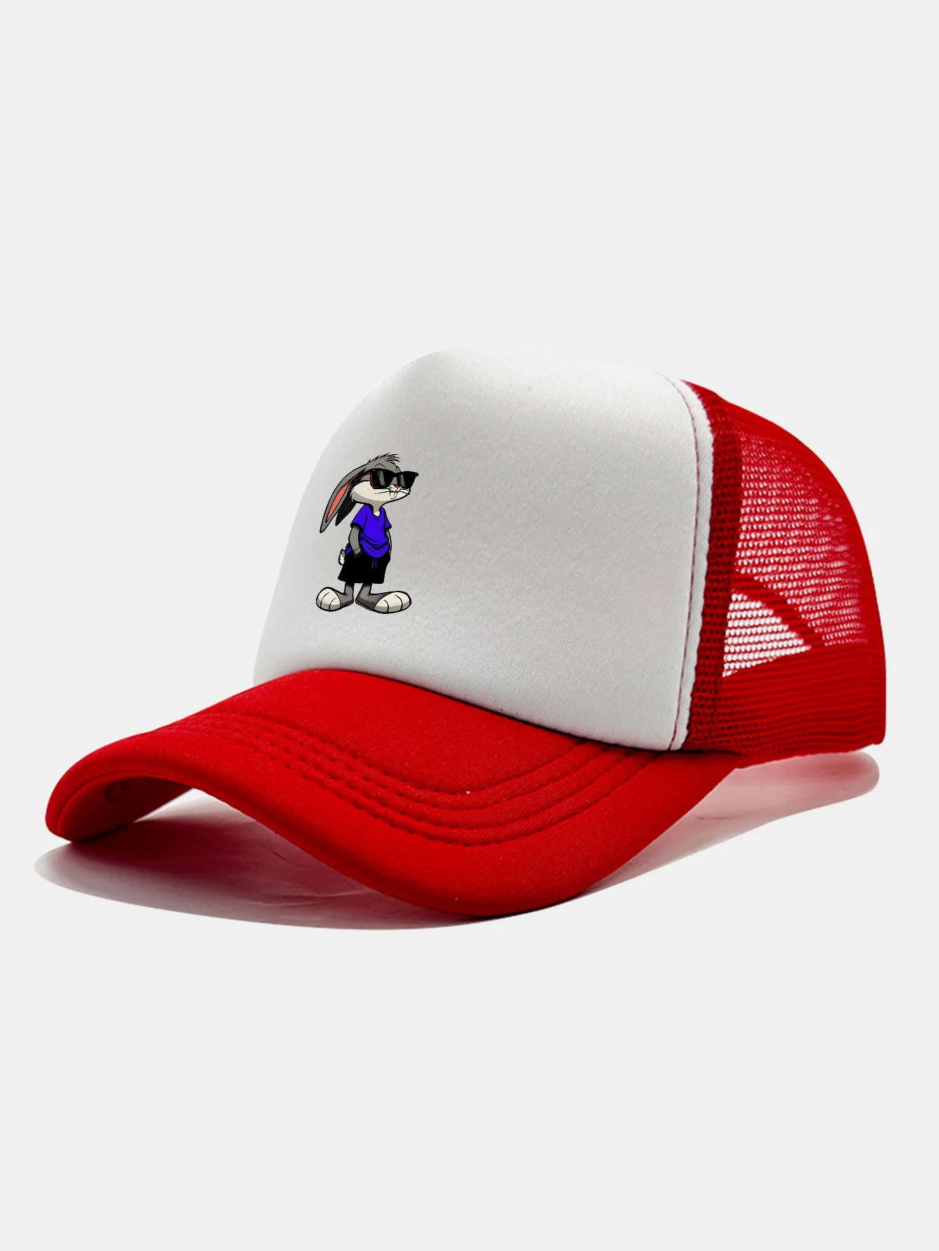 Sunglasses Rabbit Print Contrast Mesh Baseball Cap - Image 10
