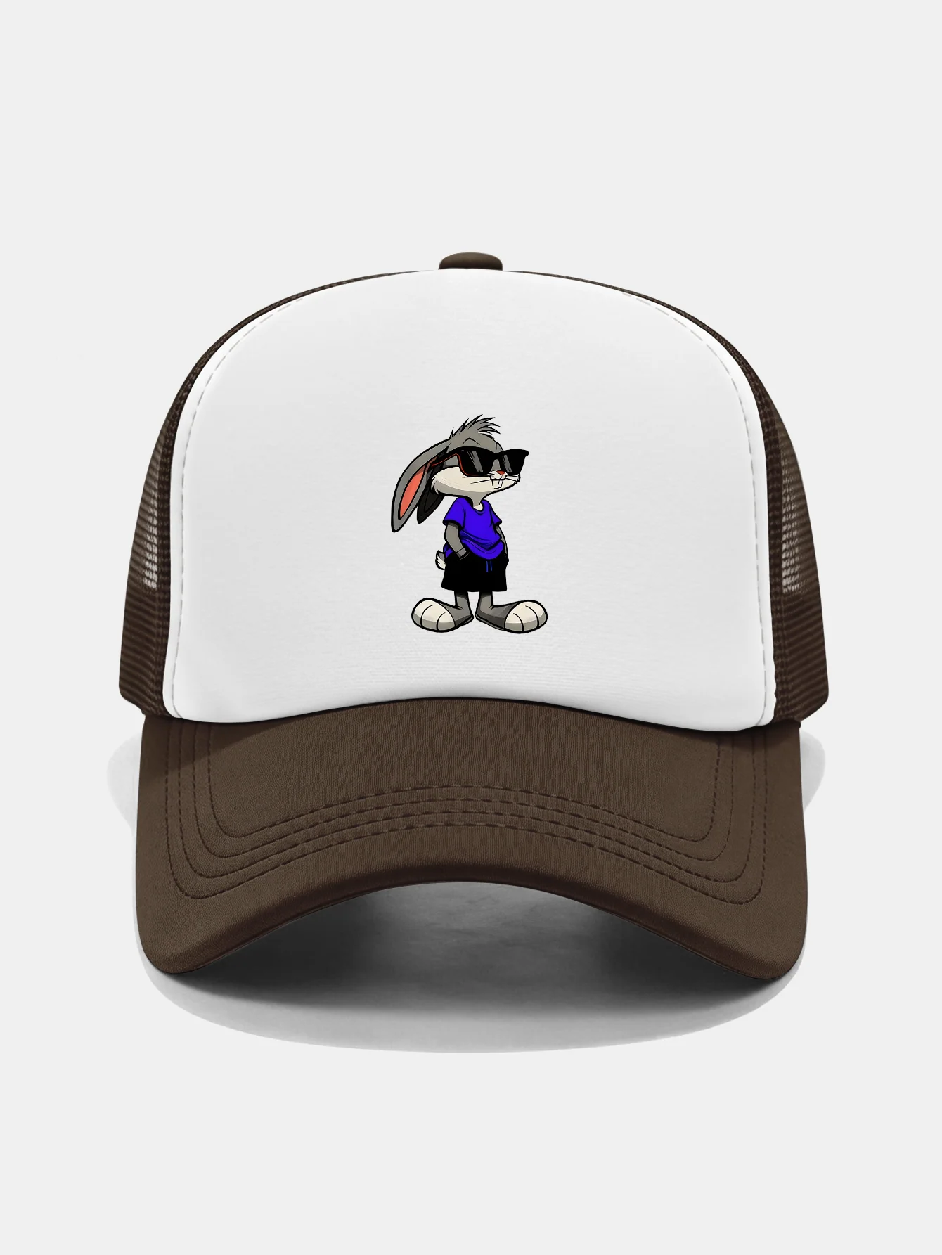 Sunglasses Rabbit Print Contrast Mesh Baseball Cap - Image 13